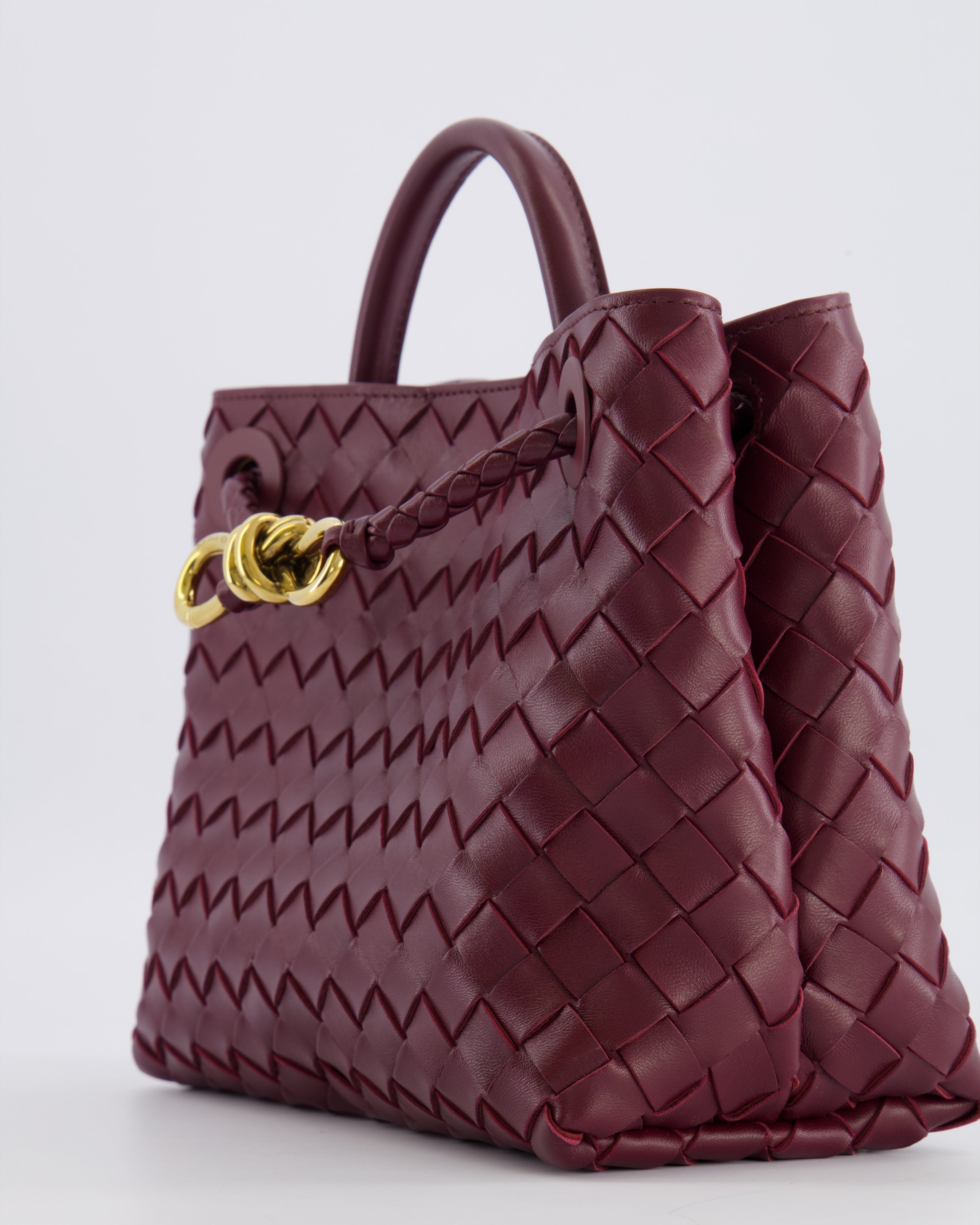Bottega Veneta Small Andiamo Bag in Barolo Intrecciato Leather with Gold Hardware RRP £3,460