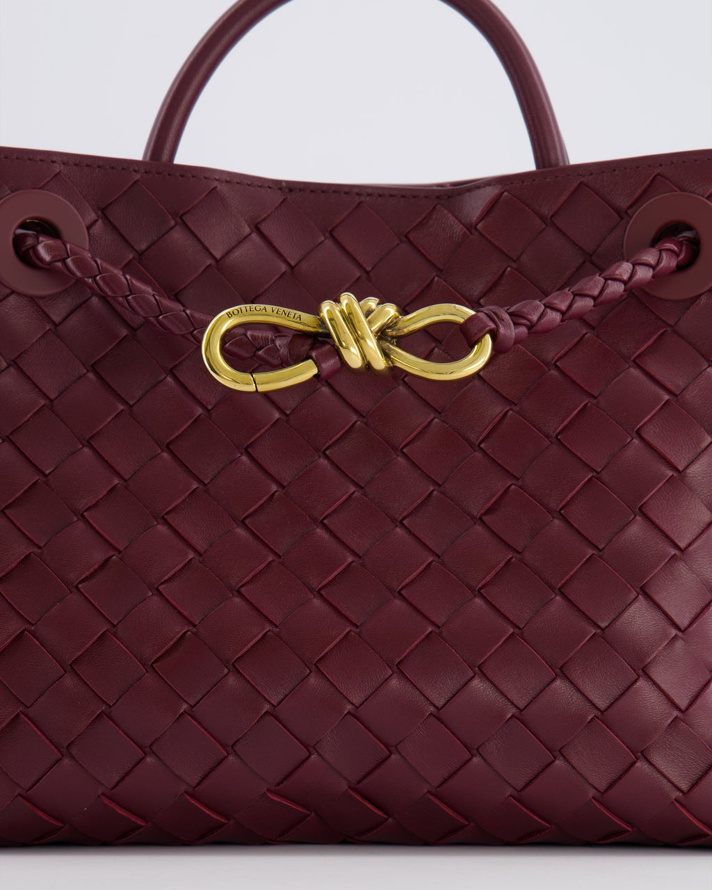 Bottega Veneta Small Andiamo Bag in Barolo Intrecciato Leather with Gold Hardware RRP £3,460