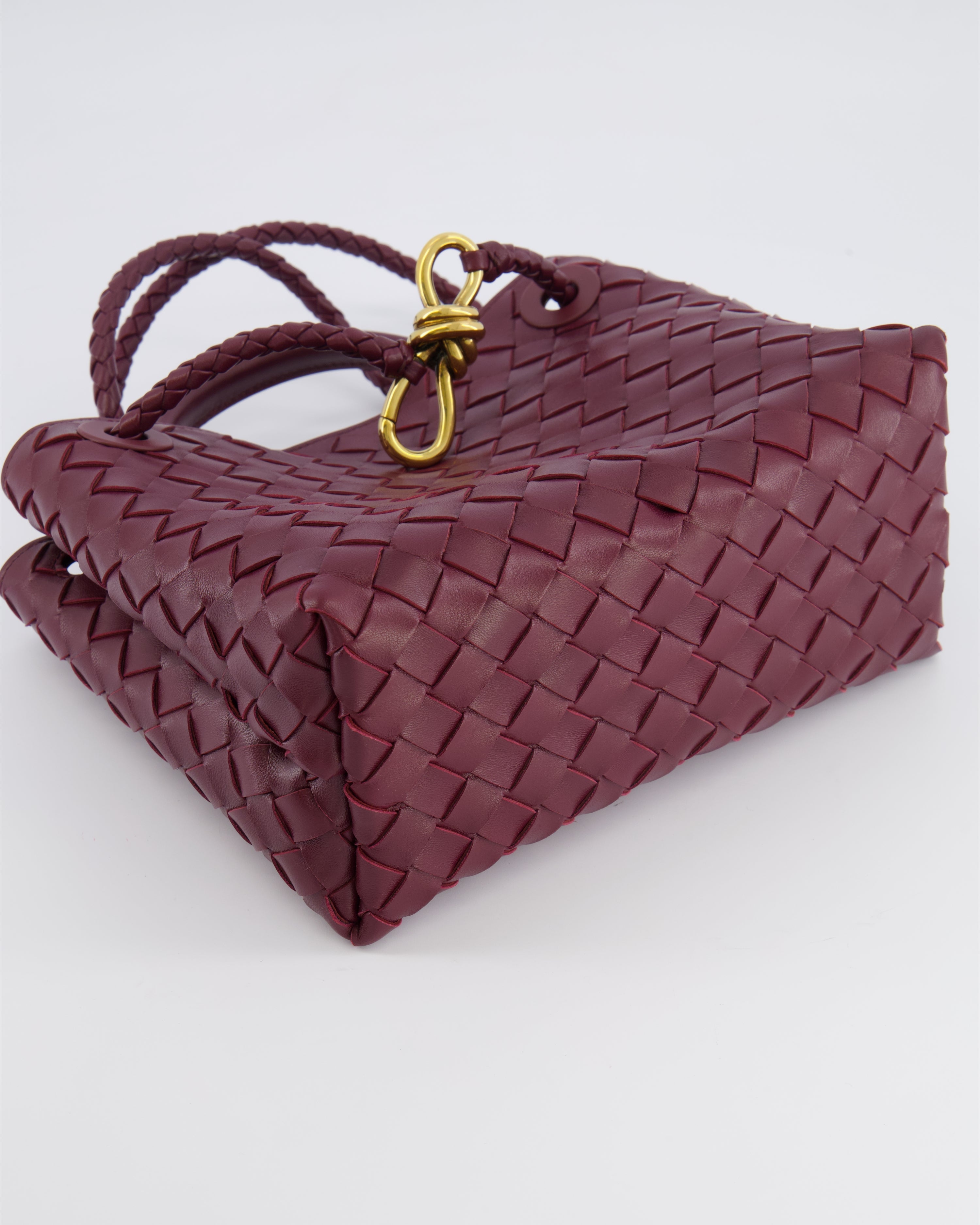Bottega Veneta Small Andiamo Bag in Barolo Intrecciato Leather with Gold Hardware RRP £3,460
