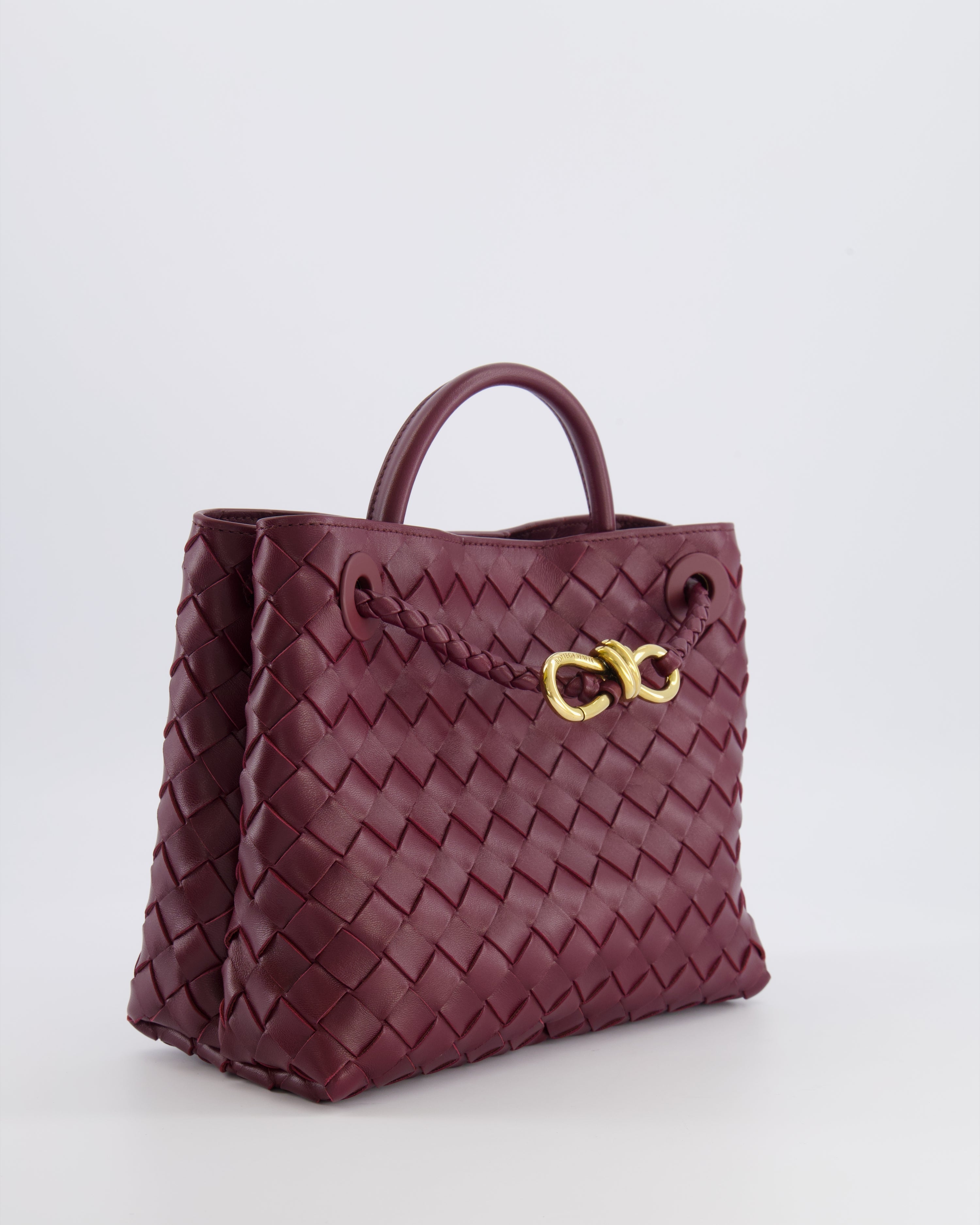 Bottega Veneta Small Andiamo Bag in Barolo Intrecciato Leather with Gold Hardware RRP £3,460