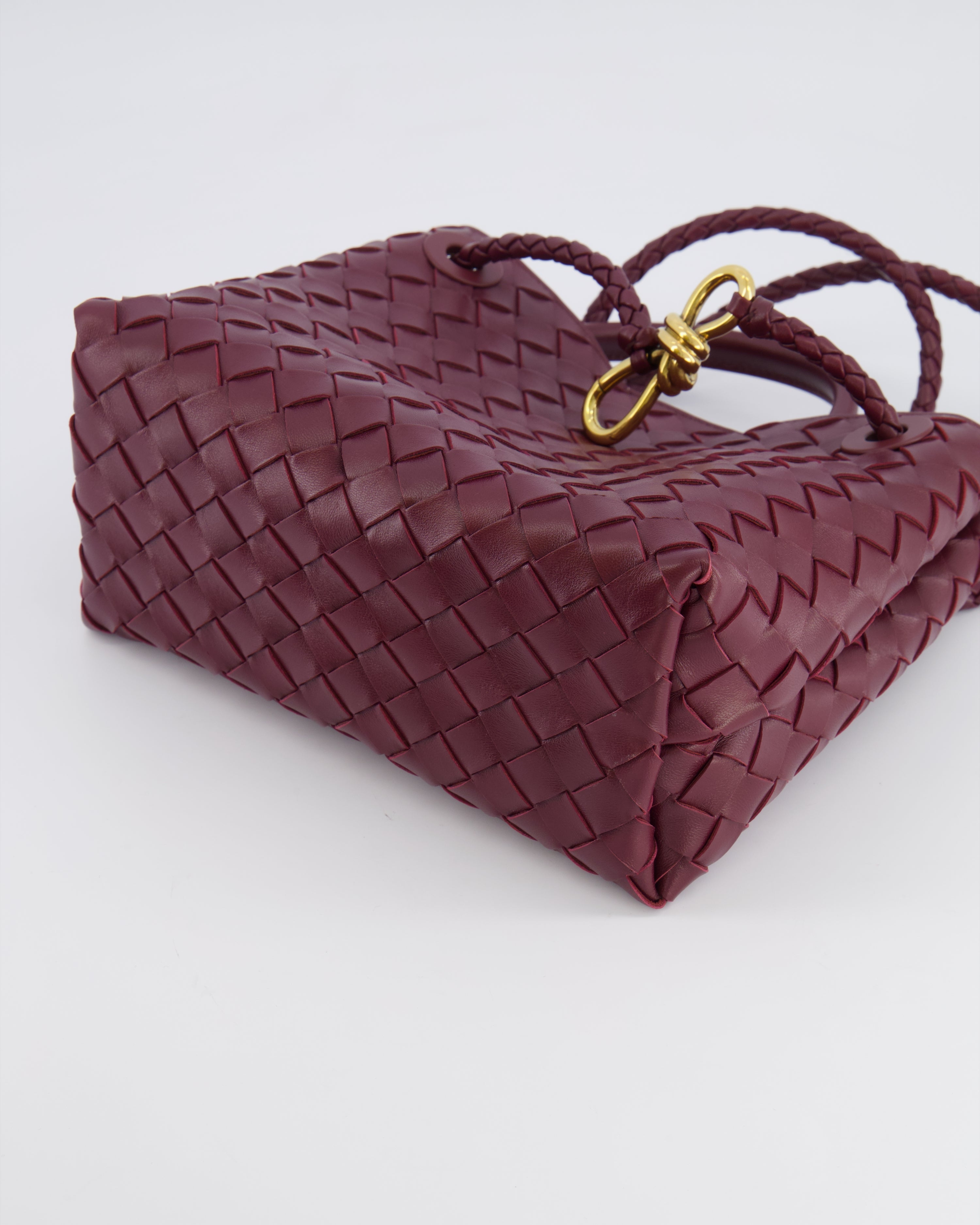 Bottega Veneta Small Andiamo Bag in Barolo Intrecciato Leather with Gold Hardware RRP £3,460