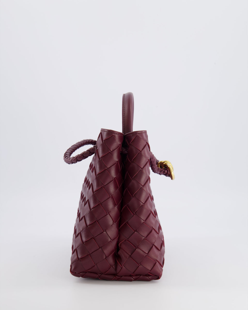 Bottega Veneta Small Andiamo Bag in Barolo Intrecciato Leather with Gold Hardware RRP £3,460