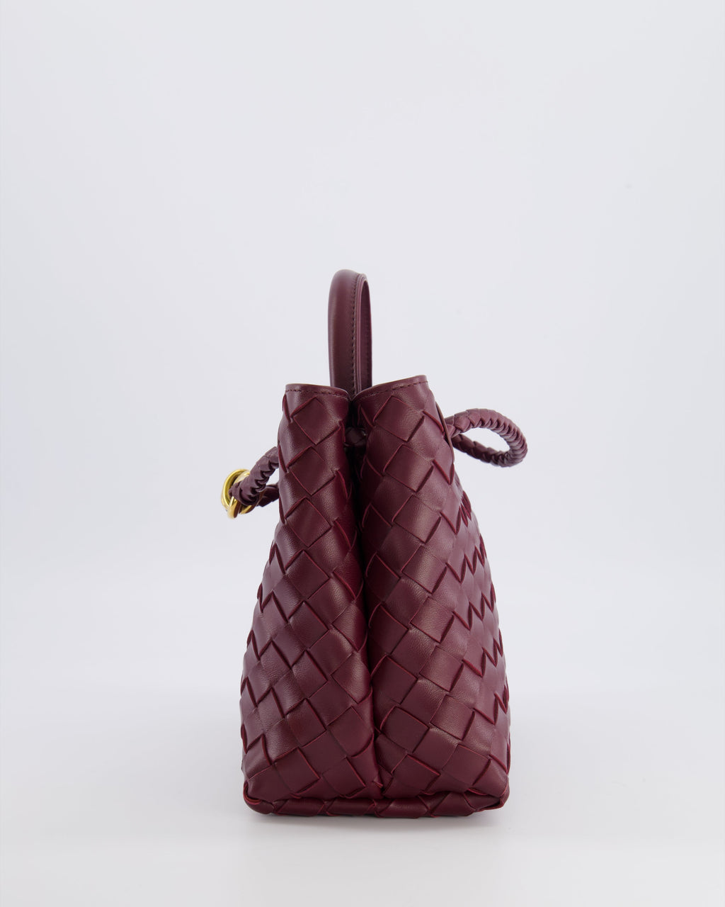 Bottega Veneta Small Andiamo Bag in Barolo Intrecciato Leather with Gold Hardware RRP £3,460