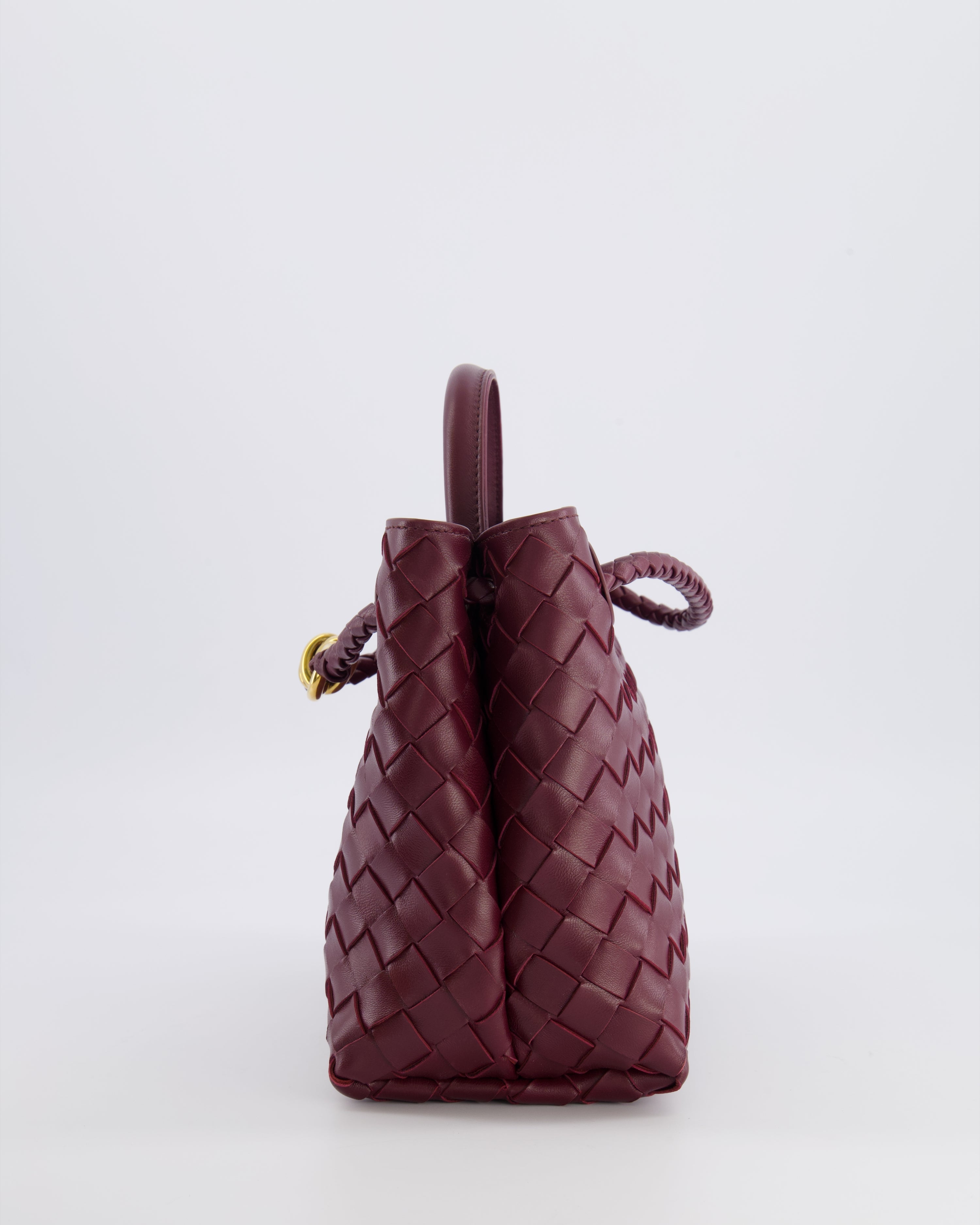 Bottega Veneta Small Andiamo Bag in Barolo Intrecciato Leather with Gold Hardware RRP £3,460