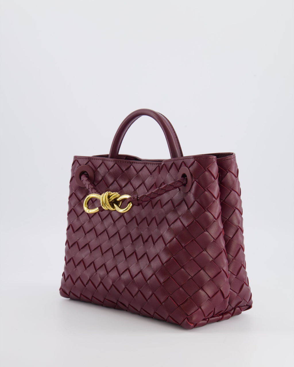Bottega Veneta Small Andiamo Bag in Barolo Intrecciato Leather with Gold Hardware RRP £3,460