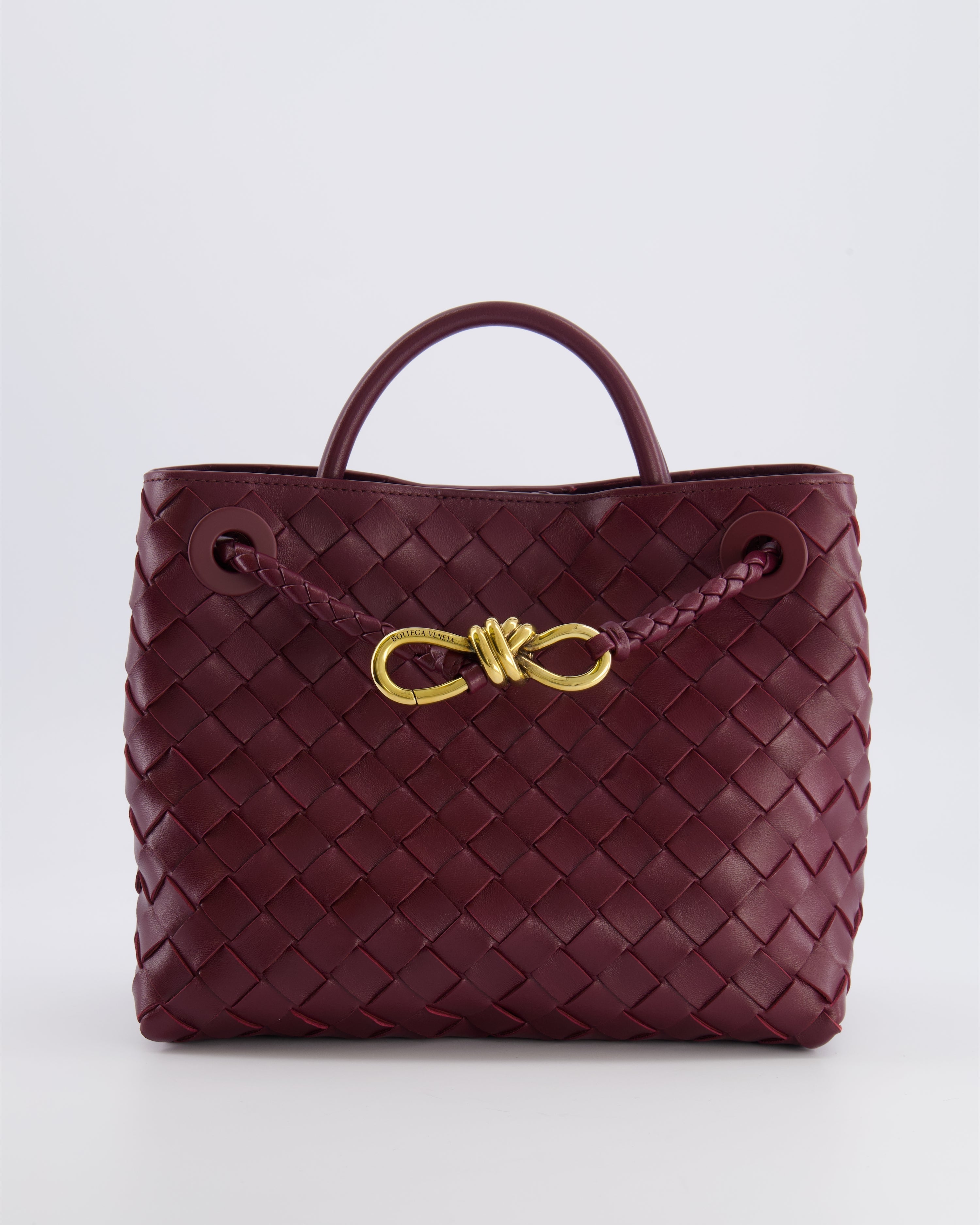 Bottega Veneta Small Andiamo Bag in Barolo Intrecciato Leather with Gold Hardware RRP £3,460