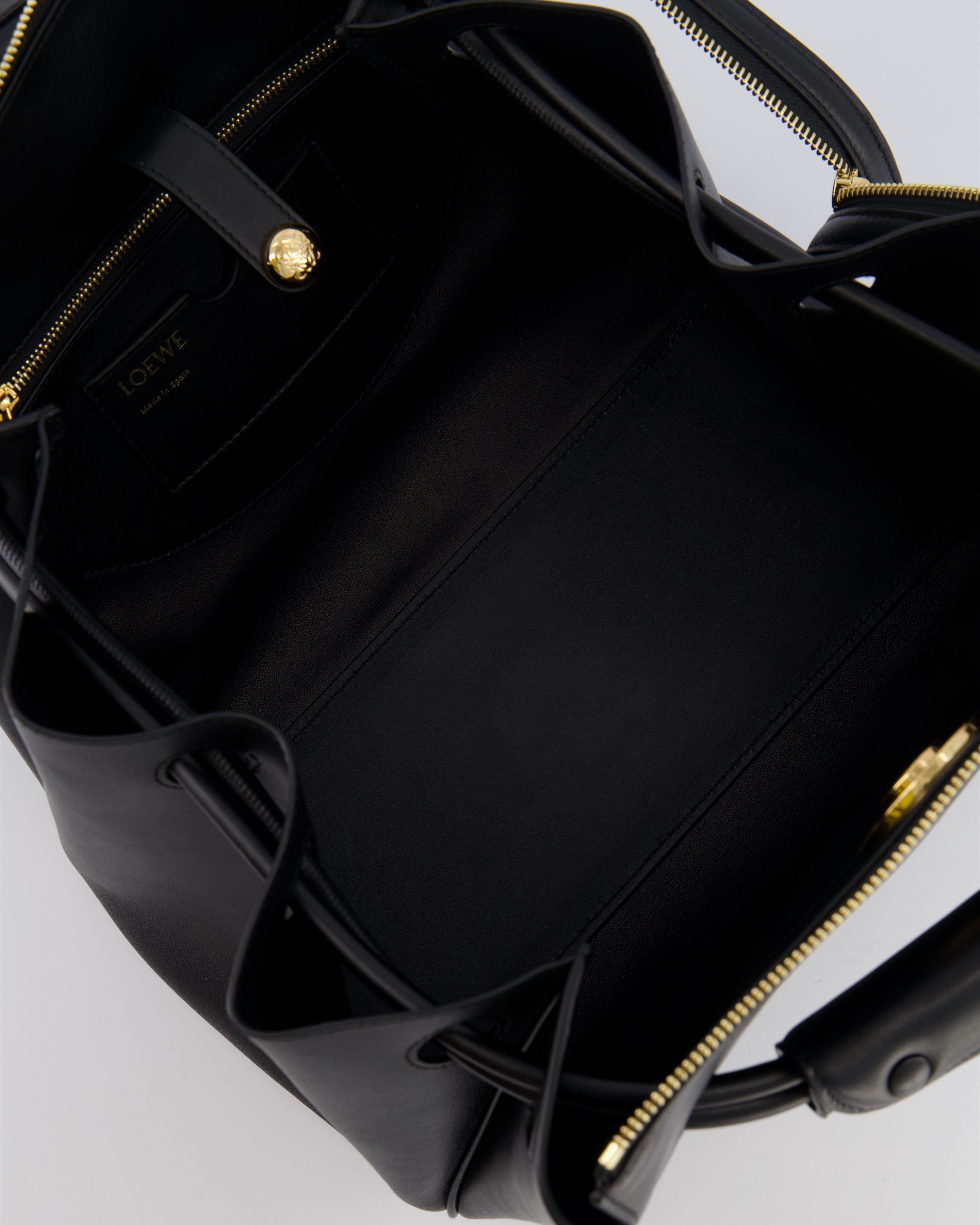 Loewe Black Supple Calfskin Medium Madrid Bag with Gold Hardware RRP £4,200