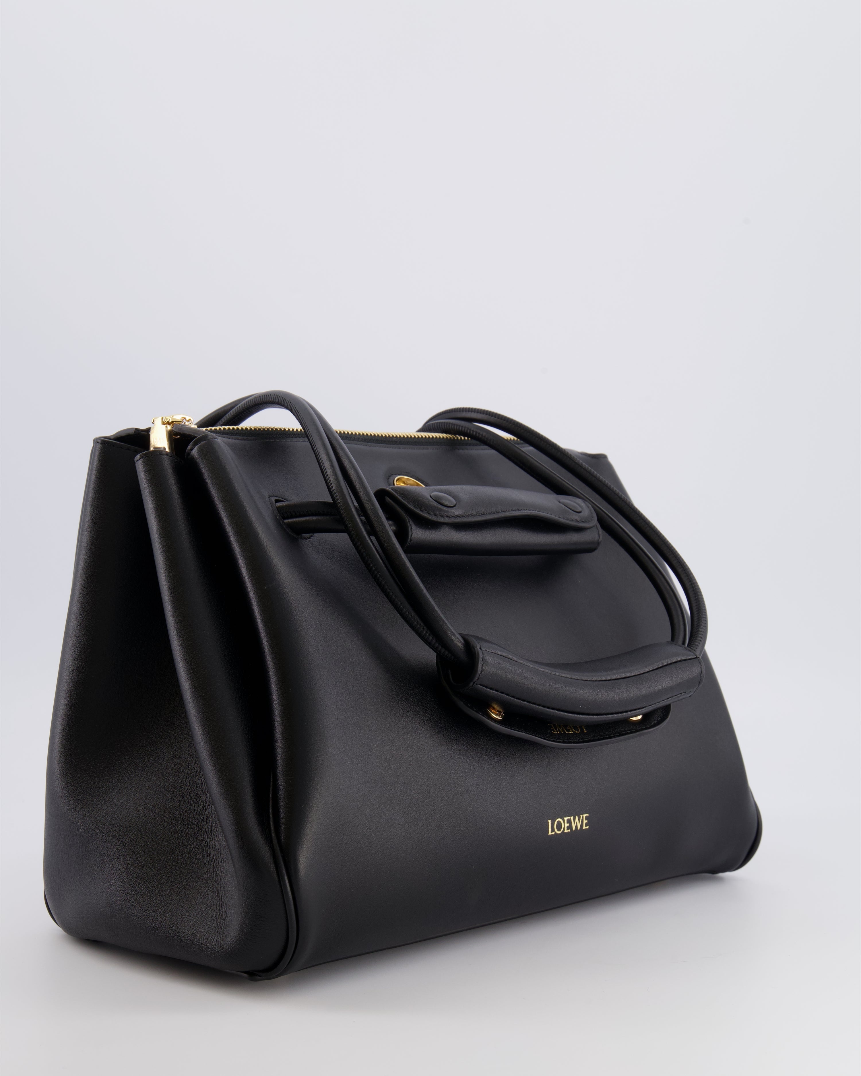 Loewe Black Supple Calfskin Medium Madrid Bag with Gold Hardware RRP £4,200