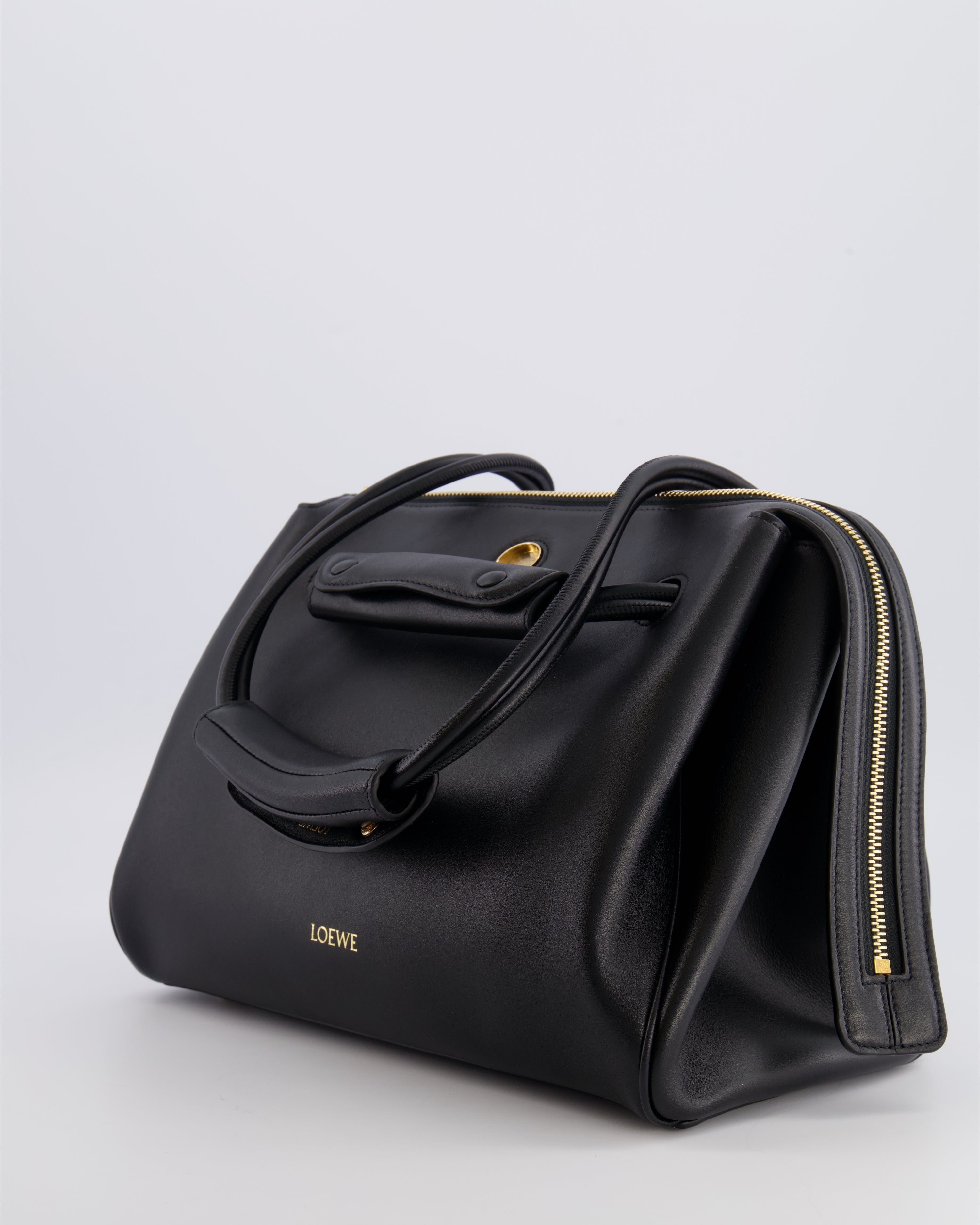 Loewe Black Supple Calfskin Medium Madrid Bag with Gold Hardware RRP £4,200