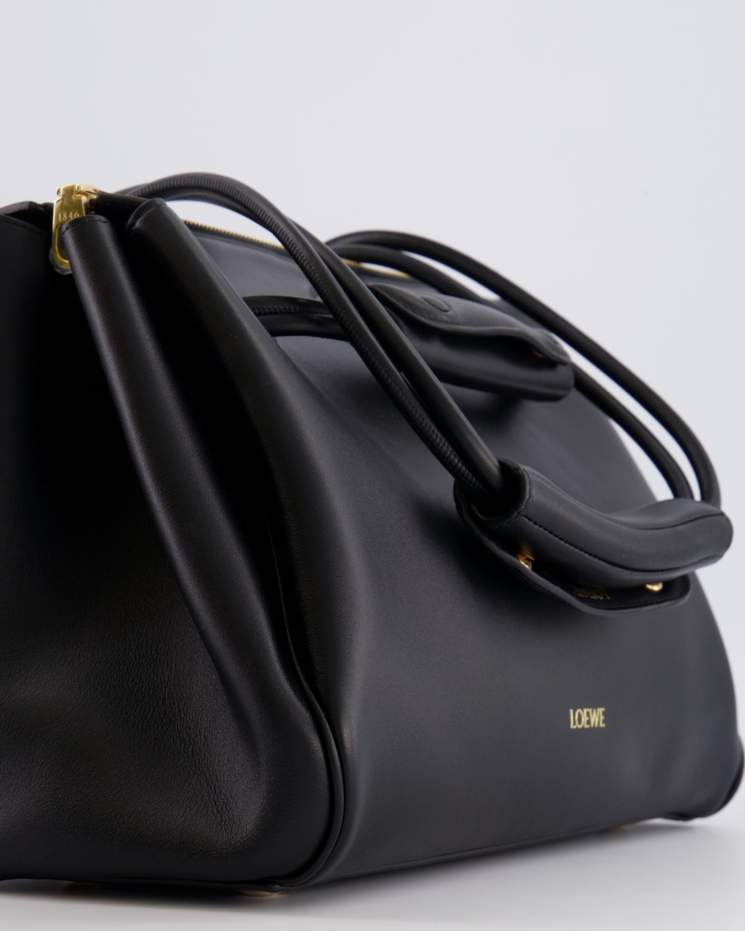 Loewe Black Supple Calfskin Medium Madrid Bag with Gold Hardware RRP £4,200
