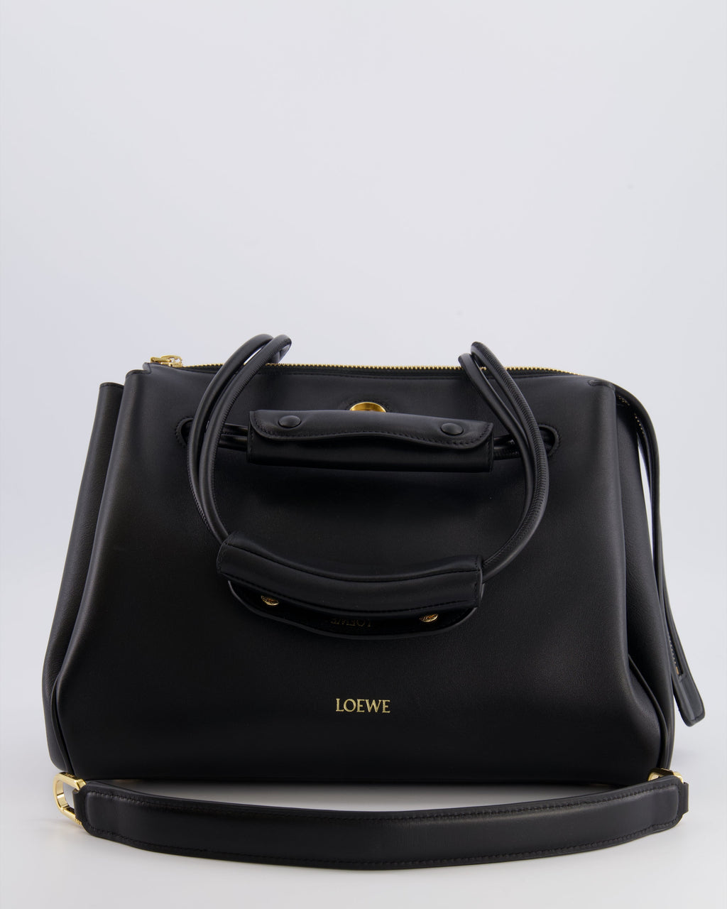 Loewe Black Supple Calfskin Medium Madrid Bag with Gold Hardware RRP £4,200