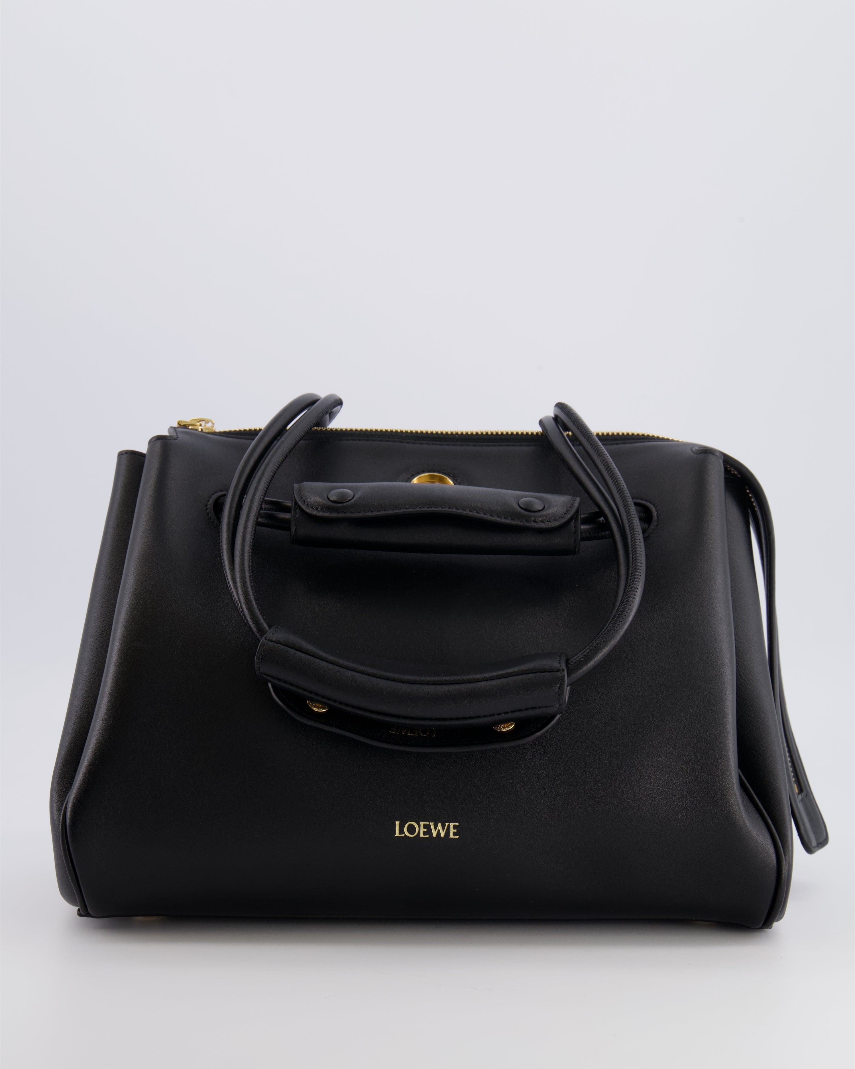 Loewe Black Supple Calfskin Medium Madrid Bag with Gold Hardware RRP £4,200
