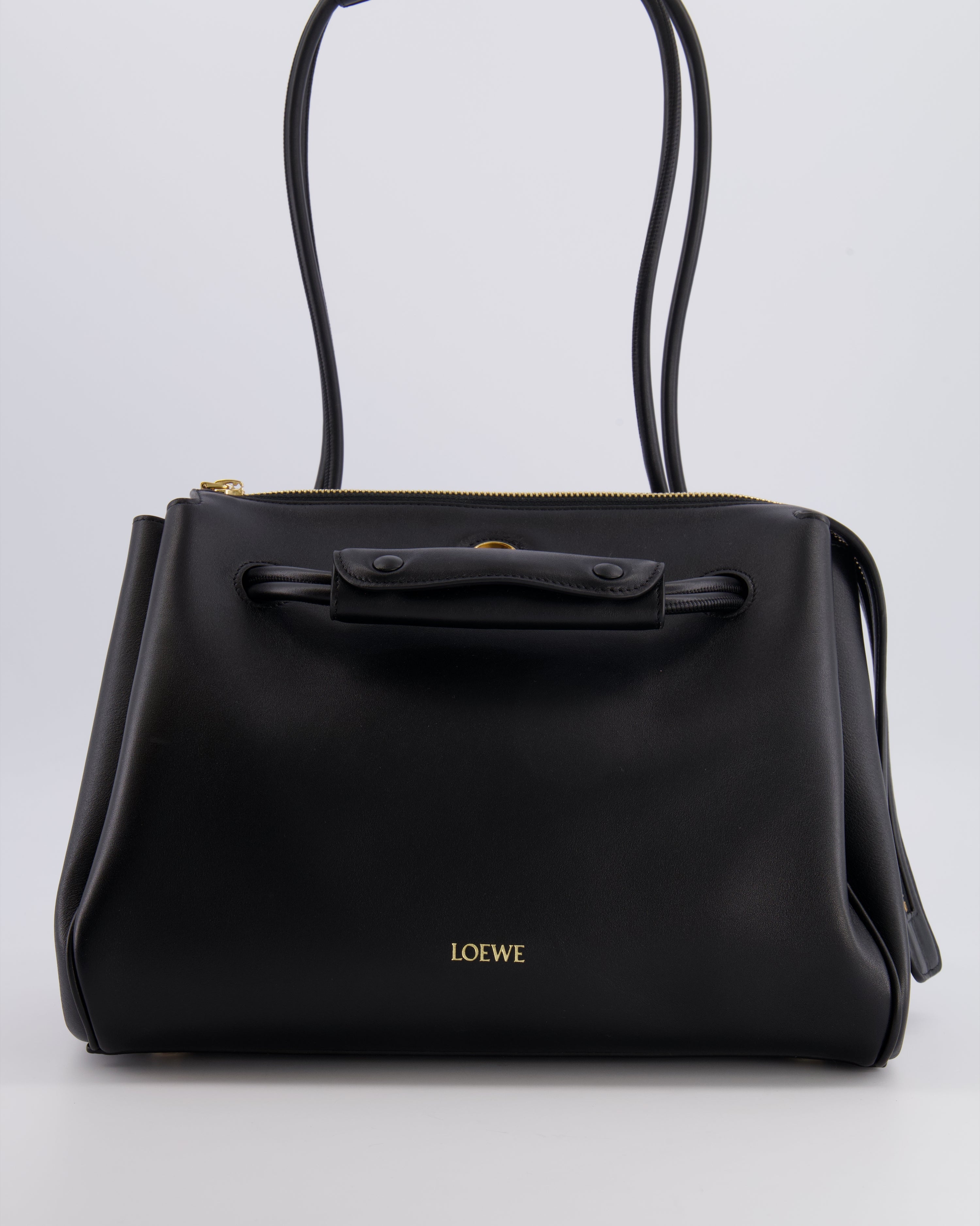 Loewe Black Supple Calfskin Medium Madrid Bag with Gold Hardware RRP £4,200