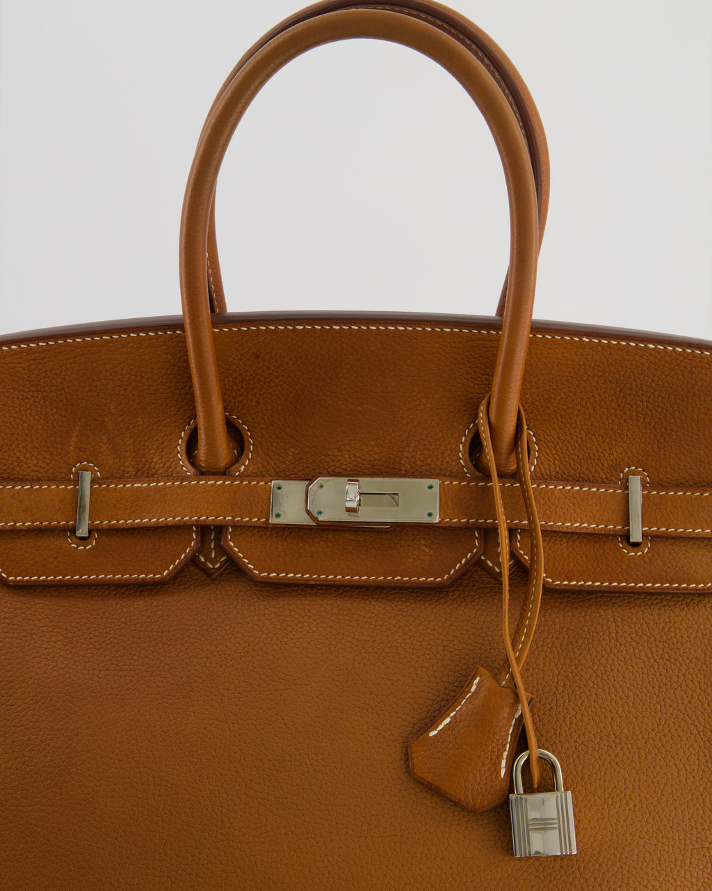 *RARE* Hermès Birkin 35 Retourne Bag in Fauve Barenia Faubourg Leather with Palladium Hardware