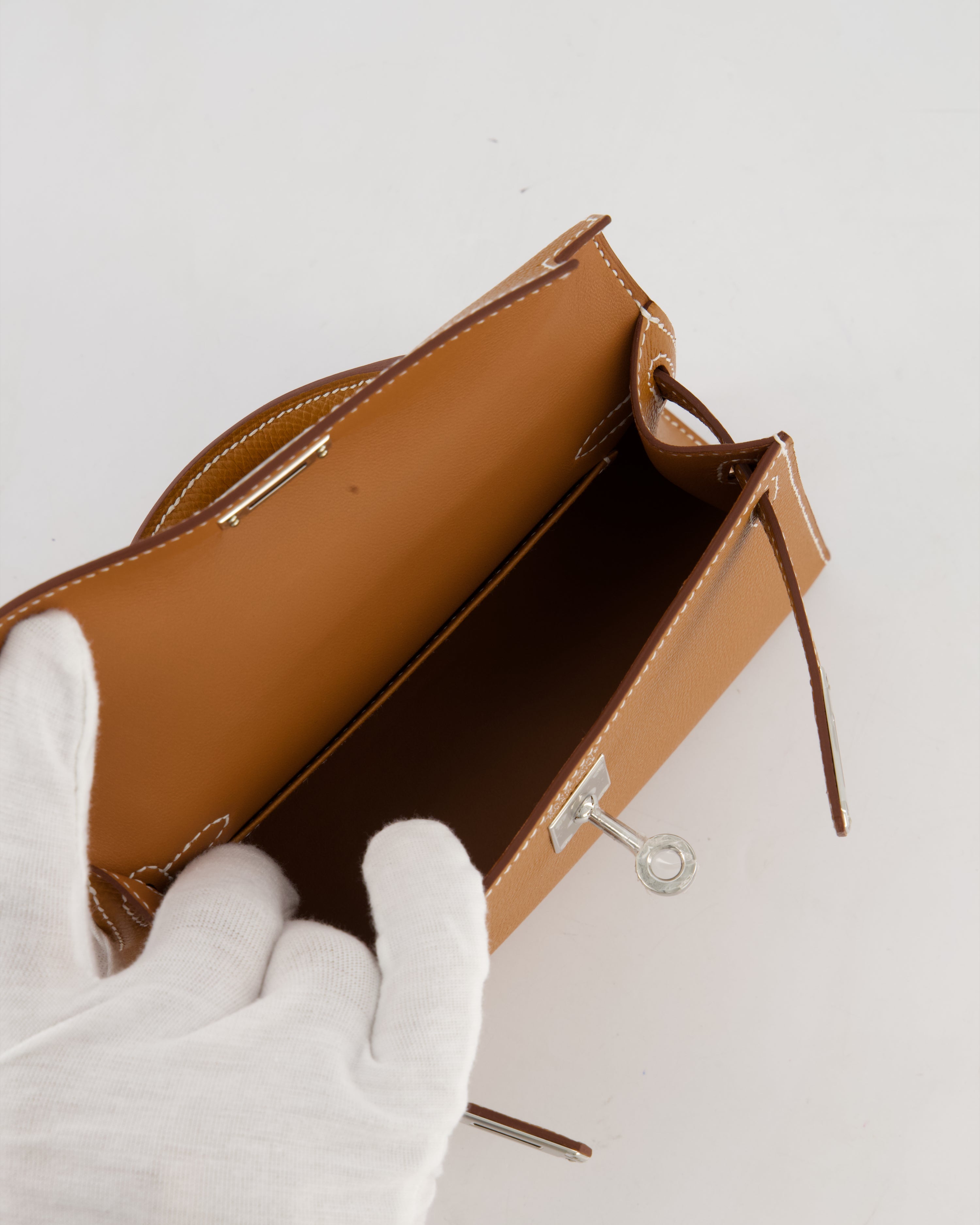 Hermès Mini Kelly II 20 Bag in Gold Epsom Leather with Palladium Hardware