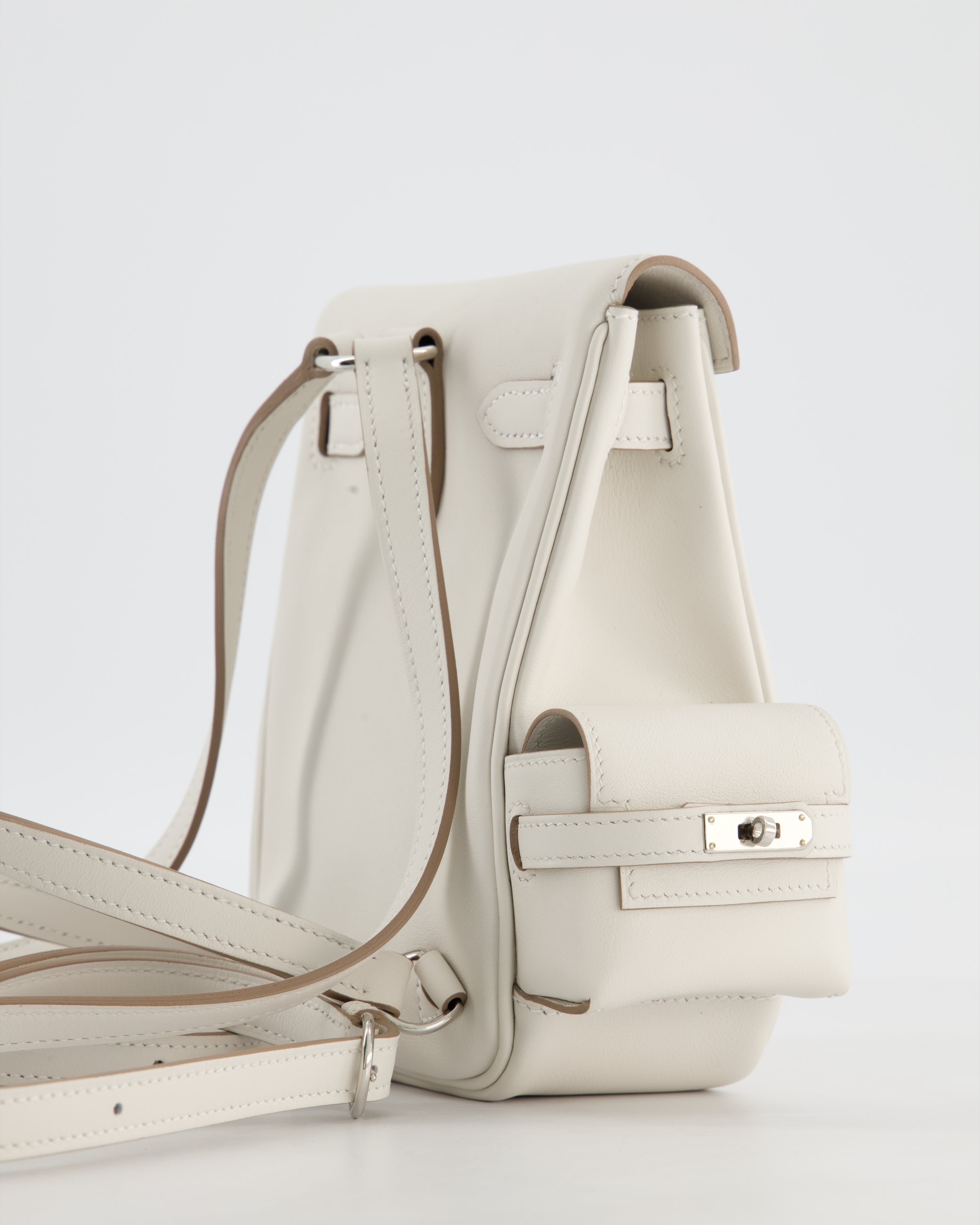 *RARE* Hermès Kelly Jump Backpack Bag in Gris Pale Swift Leather with Palladium Hardware