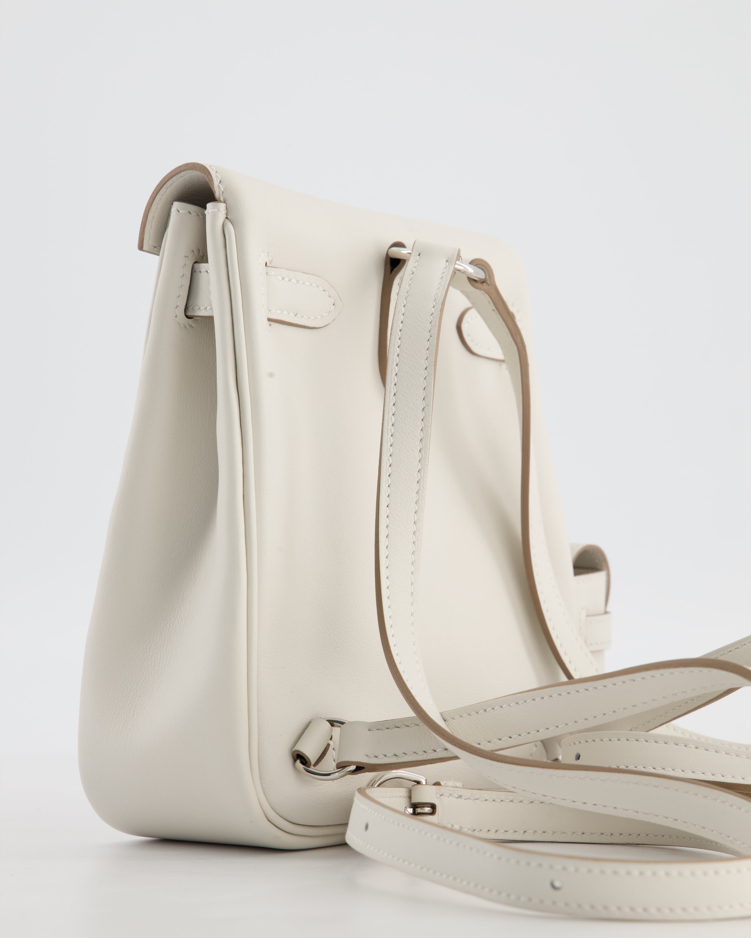 *RARE* Hermès Kelly Jump Backpack Bag in Gris Pale Swift Leather with Palladium Hardware