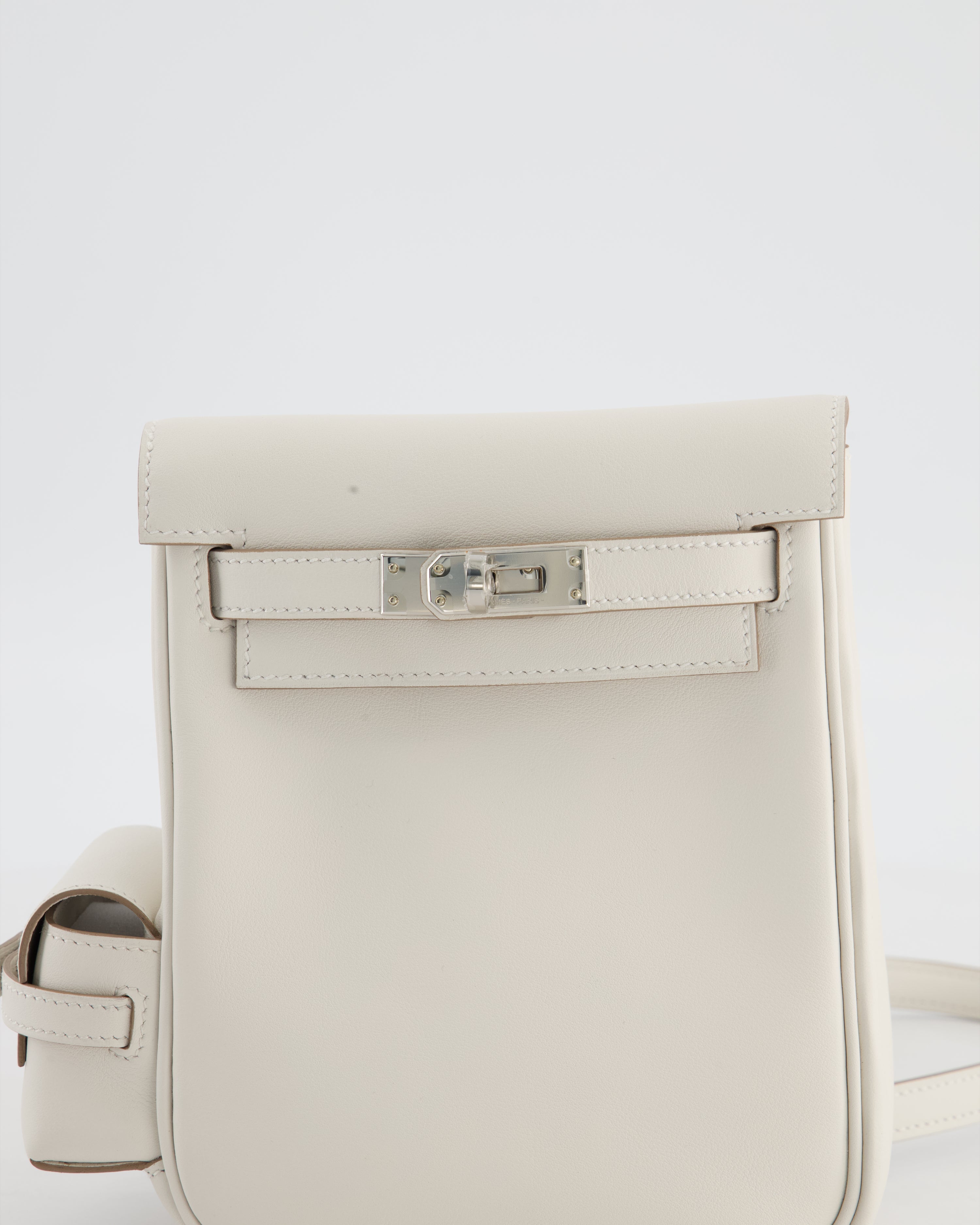 *RARE* Hermès Kelly Jump Backpack Bag in Gris Pale Swift Leather with Palladium Hardware