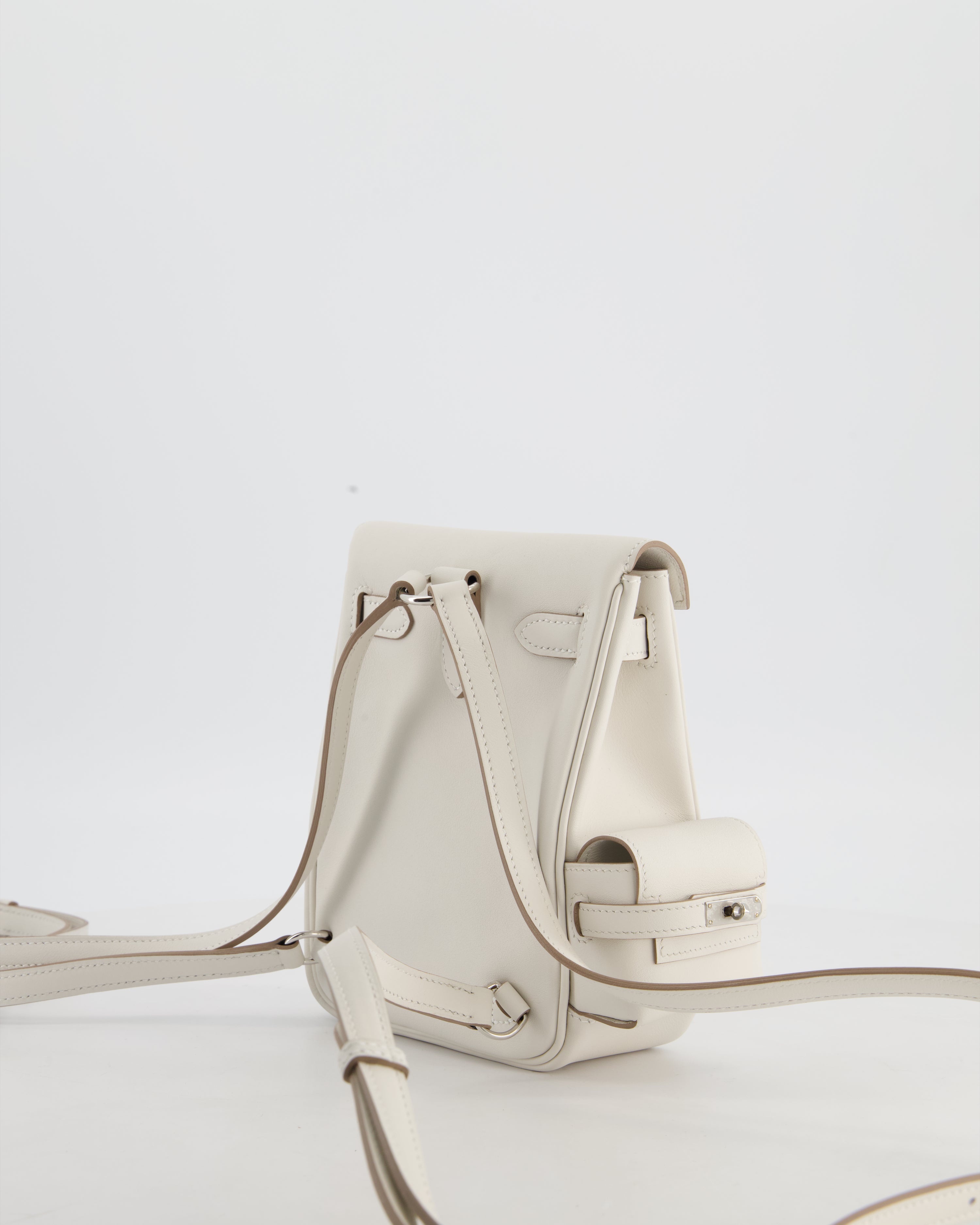 *RARE* Hermès Kelly Jump Backpack Bag in Gris Pale Swift Leather with Palladium Hardware