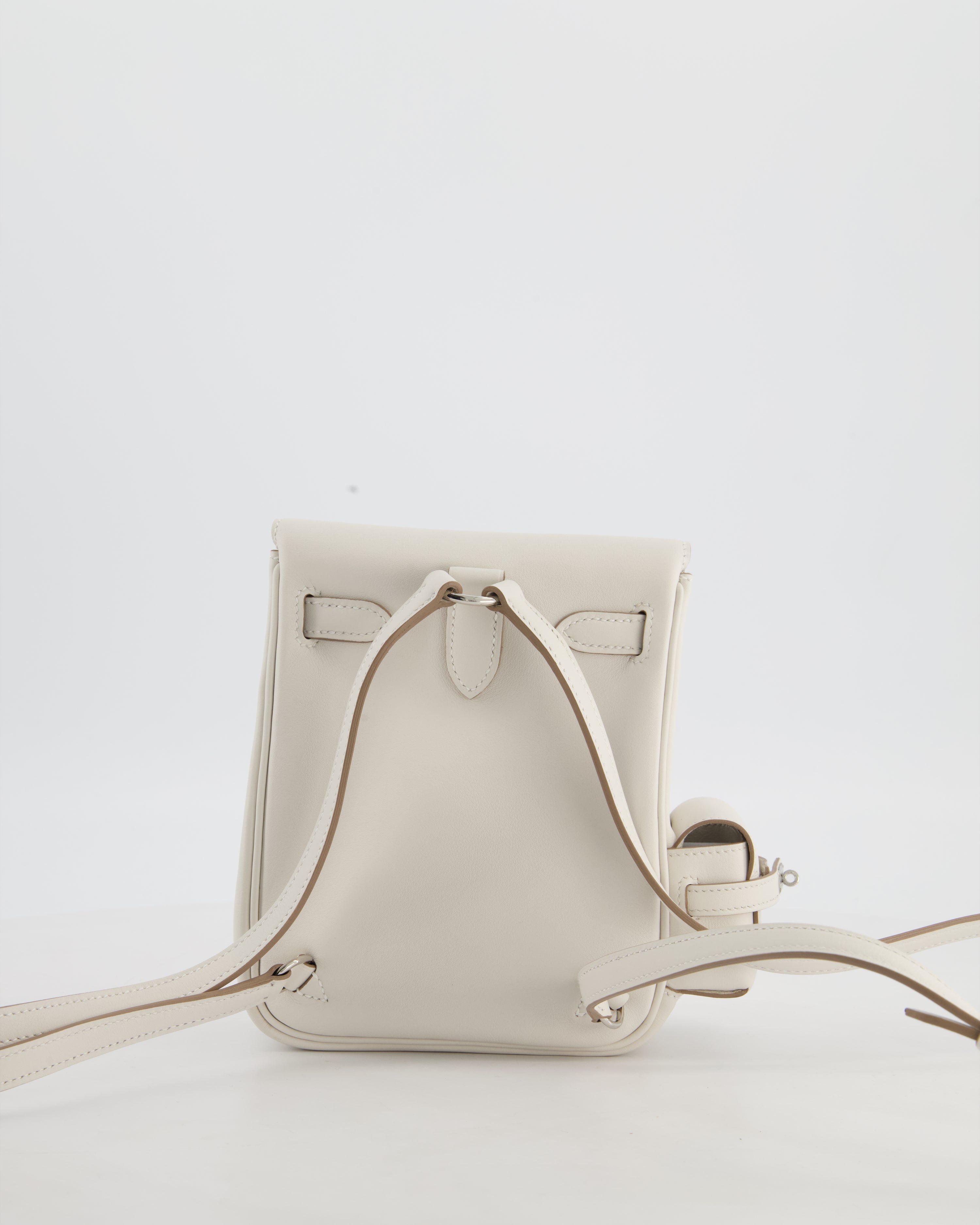 *RARE* Hermès Kelly Jump Backpack Bag in Gris Pale Swift Leather with Palladium Hardware