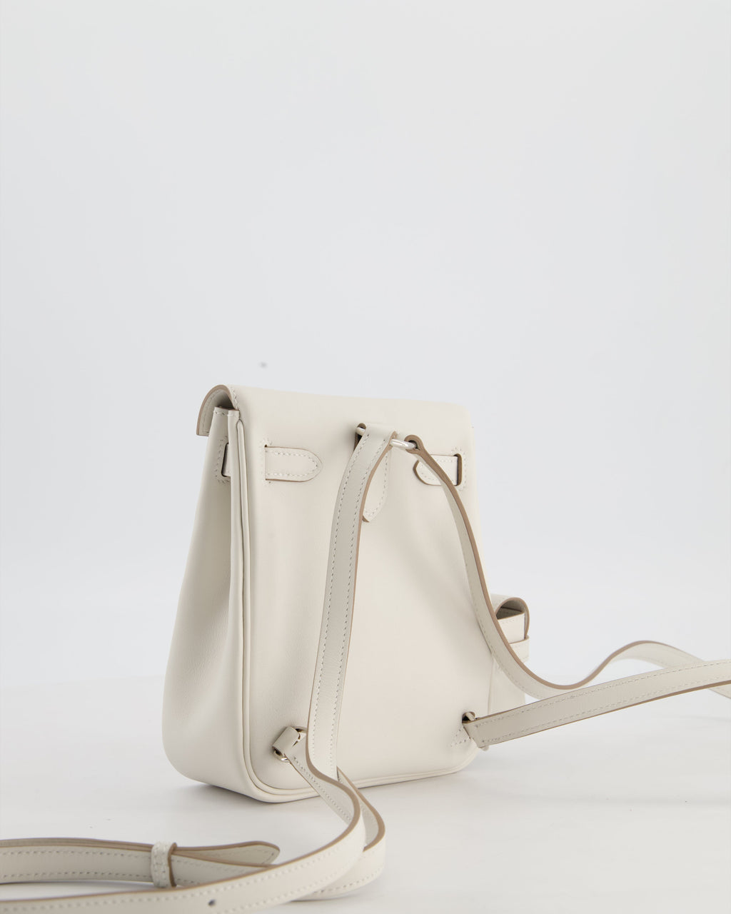 *RARE* Hermès Kelly Jump Backpack Bag in Gris Pale Swift Leather with Palladium Hardware