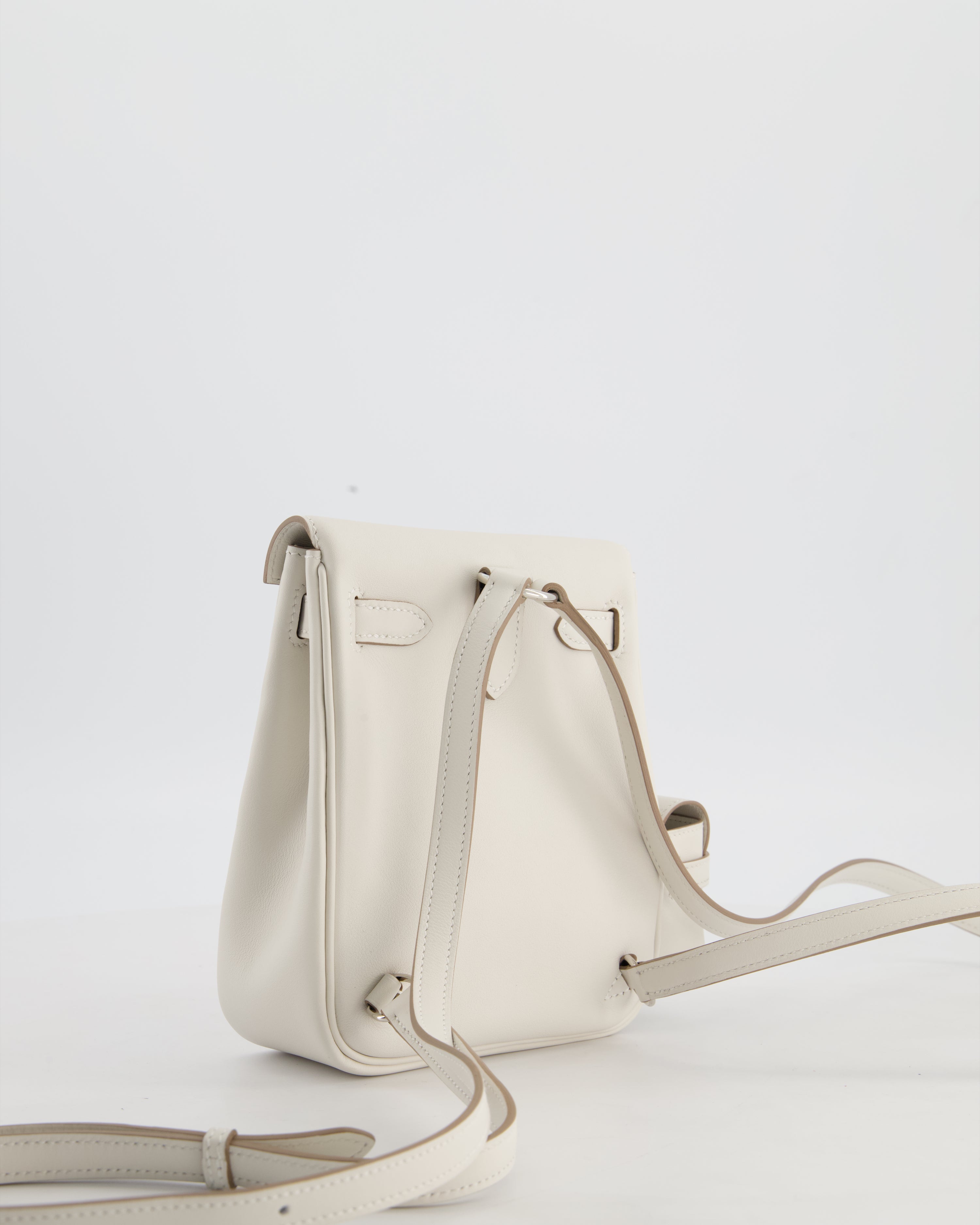 *RARE* Hermès Kelly Jump Backpack Bag in Gris Pale Swift Leather with Palladium Hardware