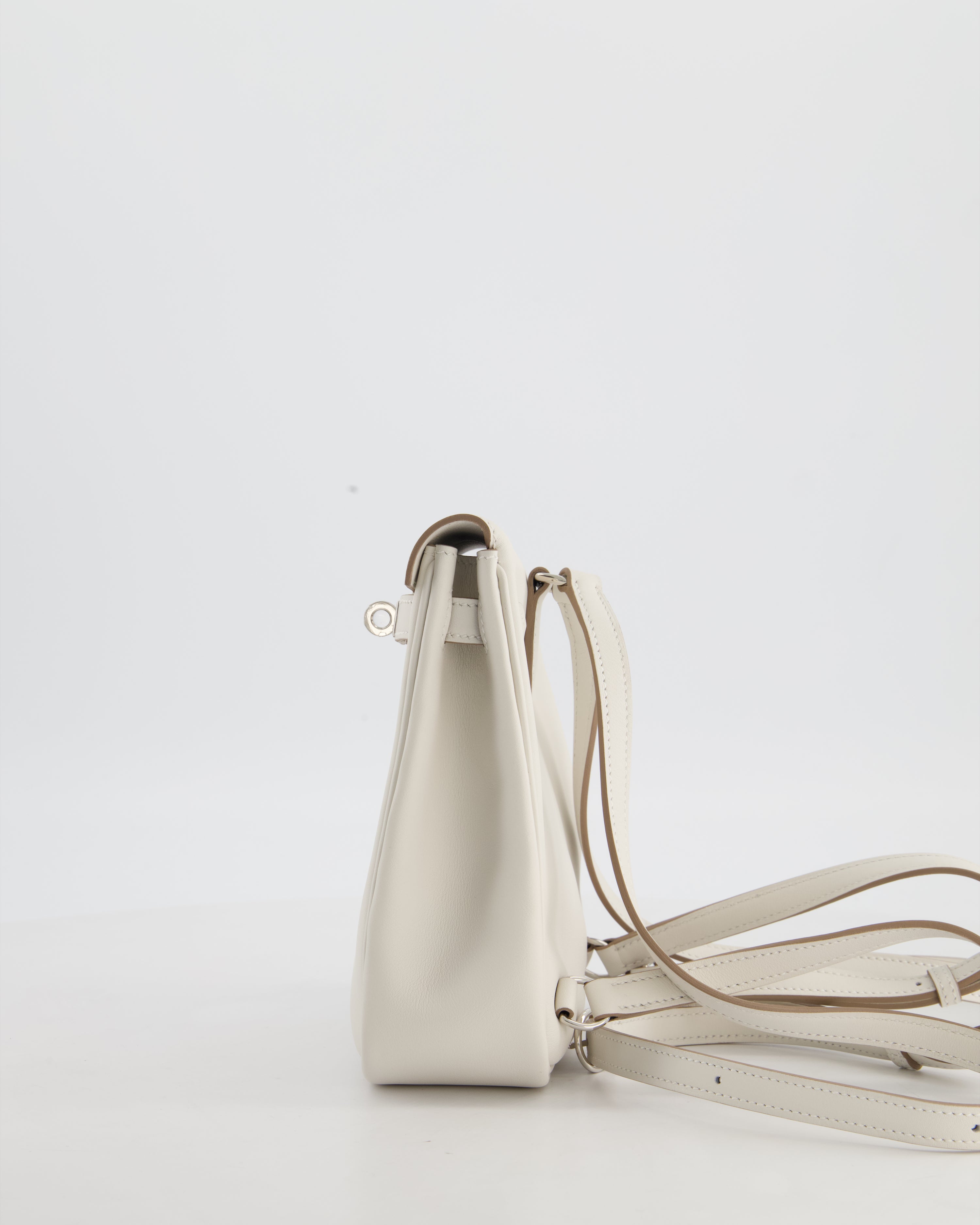 *RARE* Hermès Kelly Jump Backpack Bag in Gris Pale Swift Leather with Palladium Hardware
