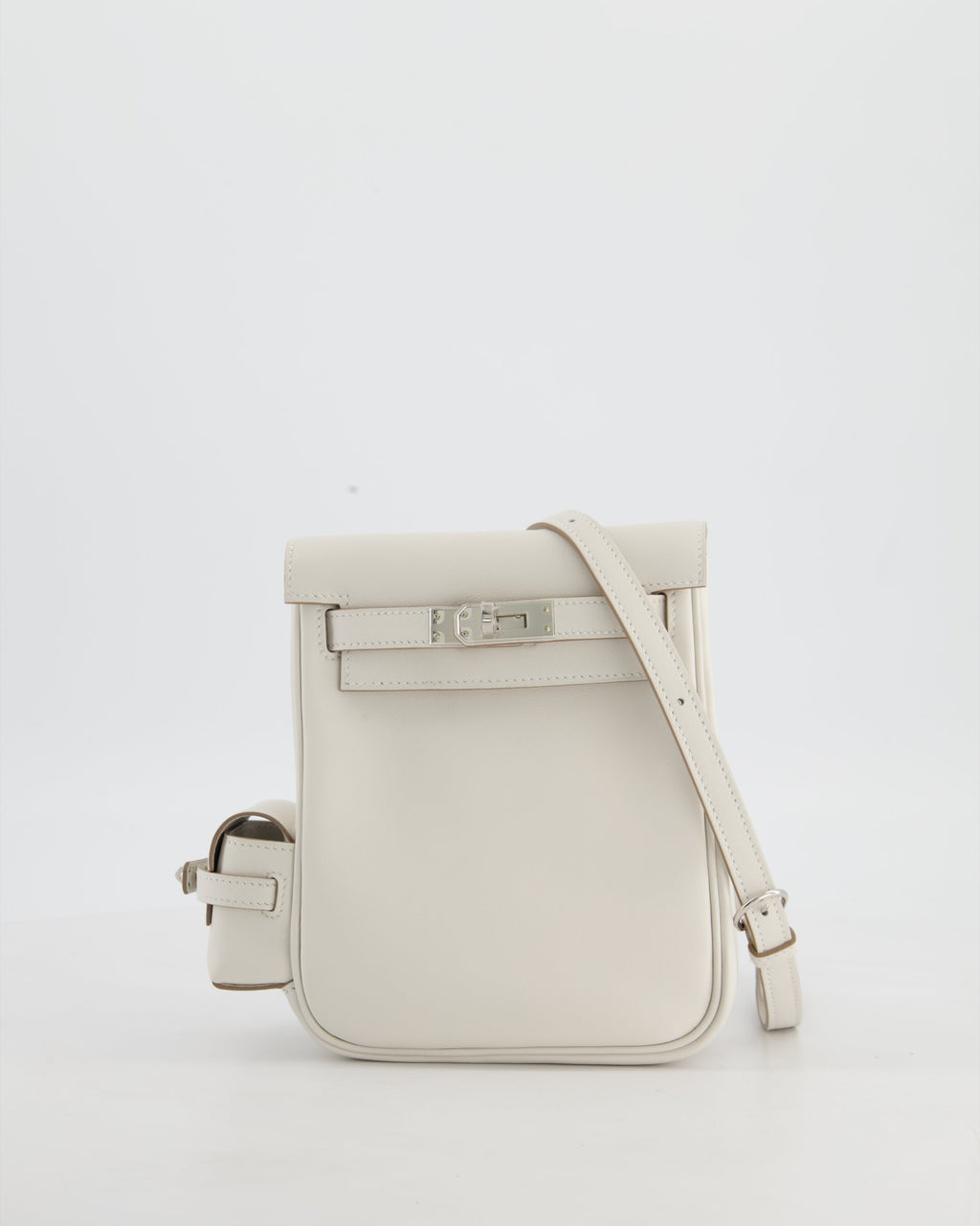 *RARE* Hermès Kelly Jump Backpack Bag in Gris Pale Swift Leather with Palladium Hardware