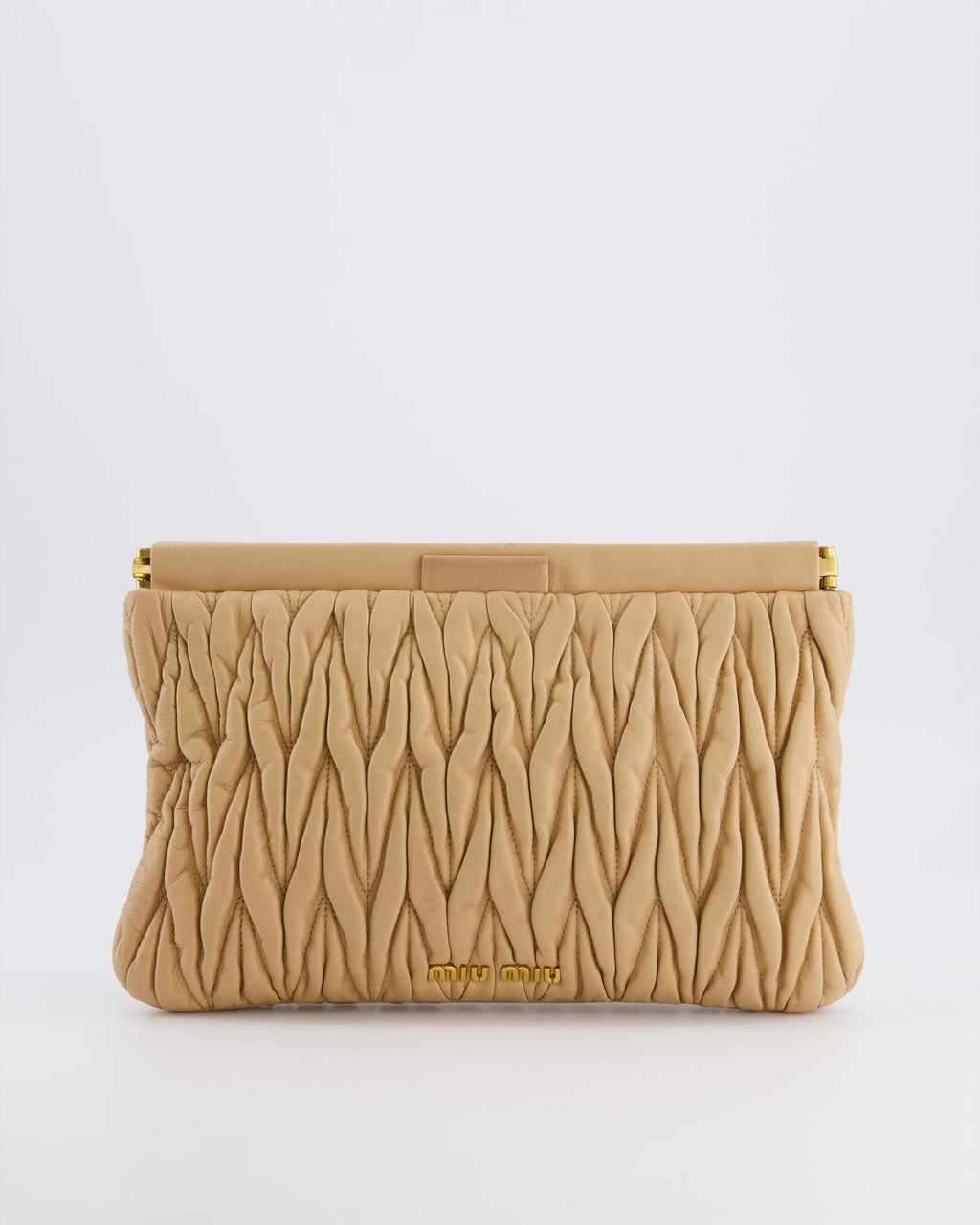 Miu Miu Beige Matelasse Leather Pouch Bag with Gold Hardware RRP £1,000