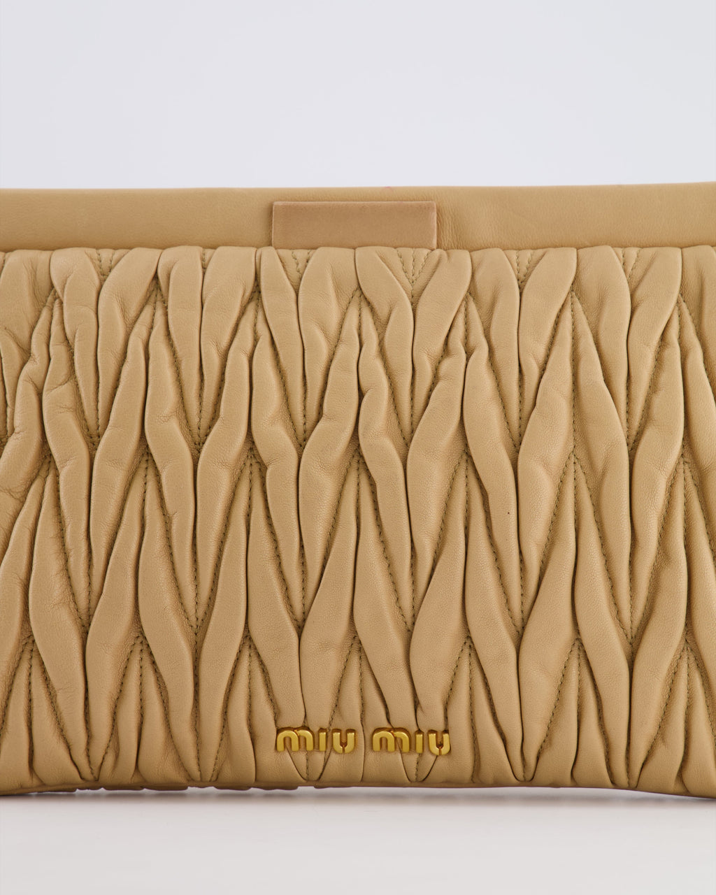 Miu Miu Beige Matelasse Leather Pouch Bag with Gold Hardware RRP £1,000