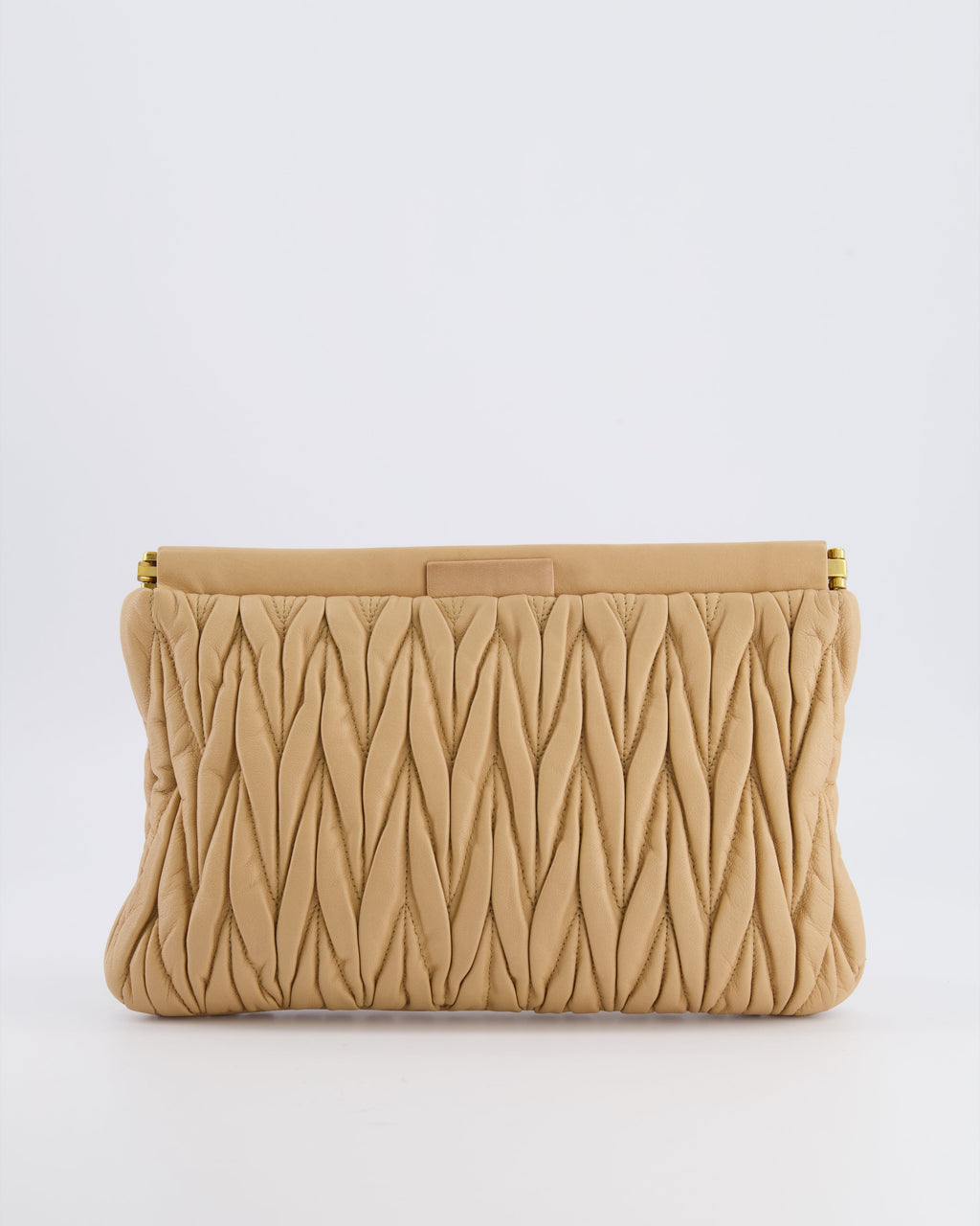 Miu Miu Beige Matelasse Leather Pouch Bag with Gold Hardware RRP £1,000