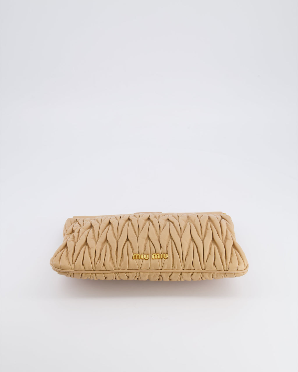 Miu Miu Beige Matelasse Leather Pouch Bag with Gold Hardware RRP £1,000