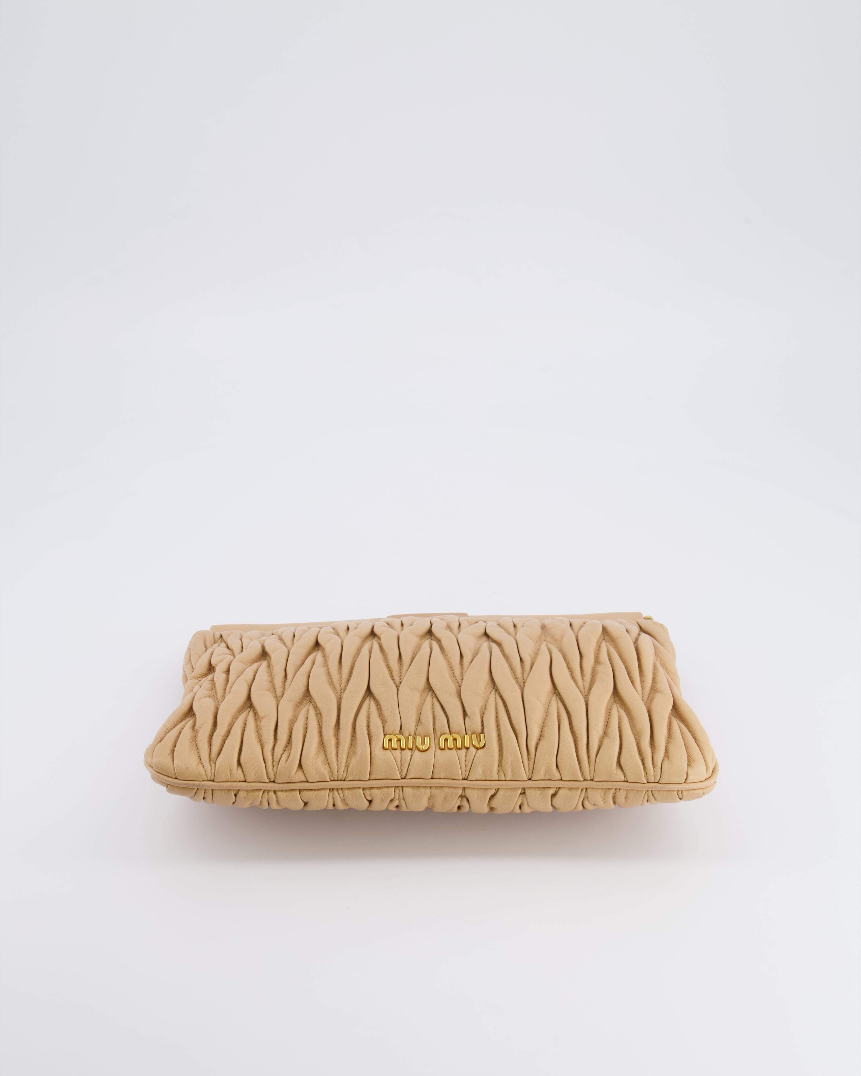 Miu Miu Beige Matelasse Leather Pouch Bag with Gold Hardware RRP £1,000