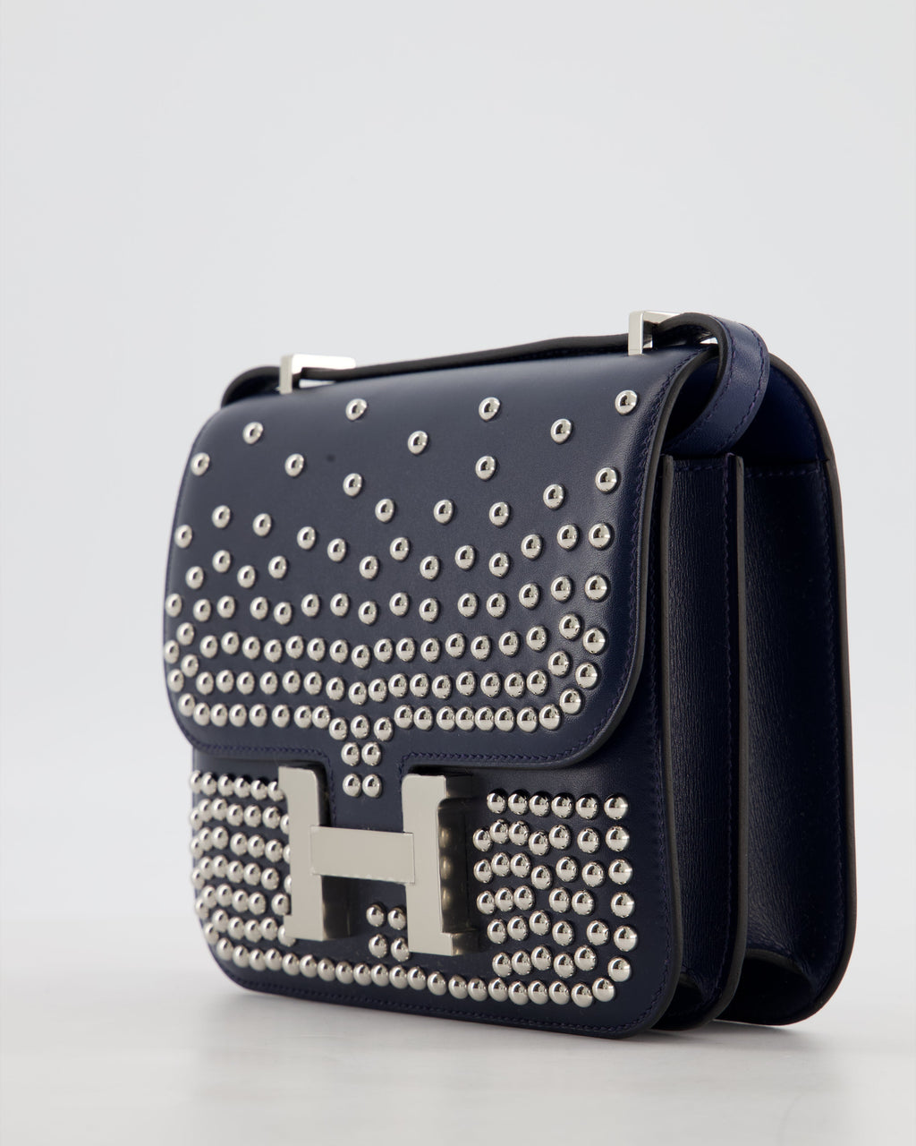*HOT & RARE* Hermès Mini Constance III Miroir 18 Bag in Bleu Abysse Calfskin Box Leather with Palladium Hardware