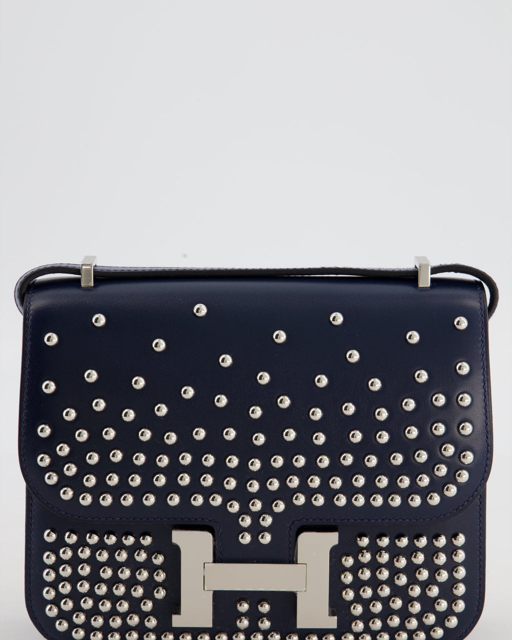 *HOT & RARE* Hermès Mini Constance III Miroir 18 Bag in Bleu Abysse Calfskin Box Leather with Palladium Hardware