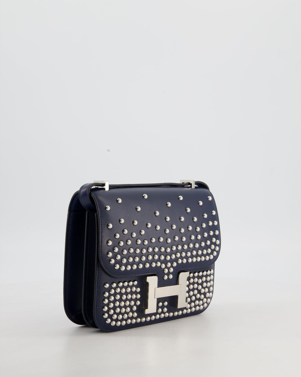 *HOT & RARE* Hermès Mini Constance III Miroir 18 Bag in Bleu Abysse Calfskin Box Leather with Palladium Hardware