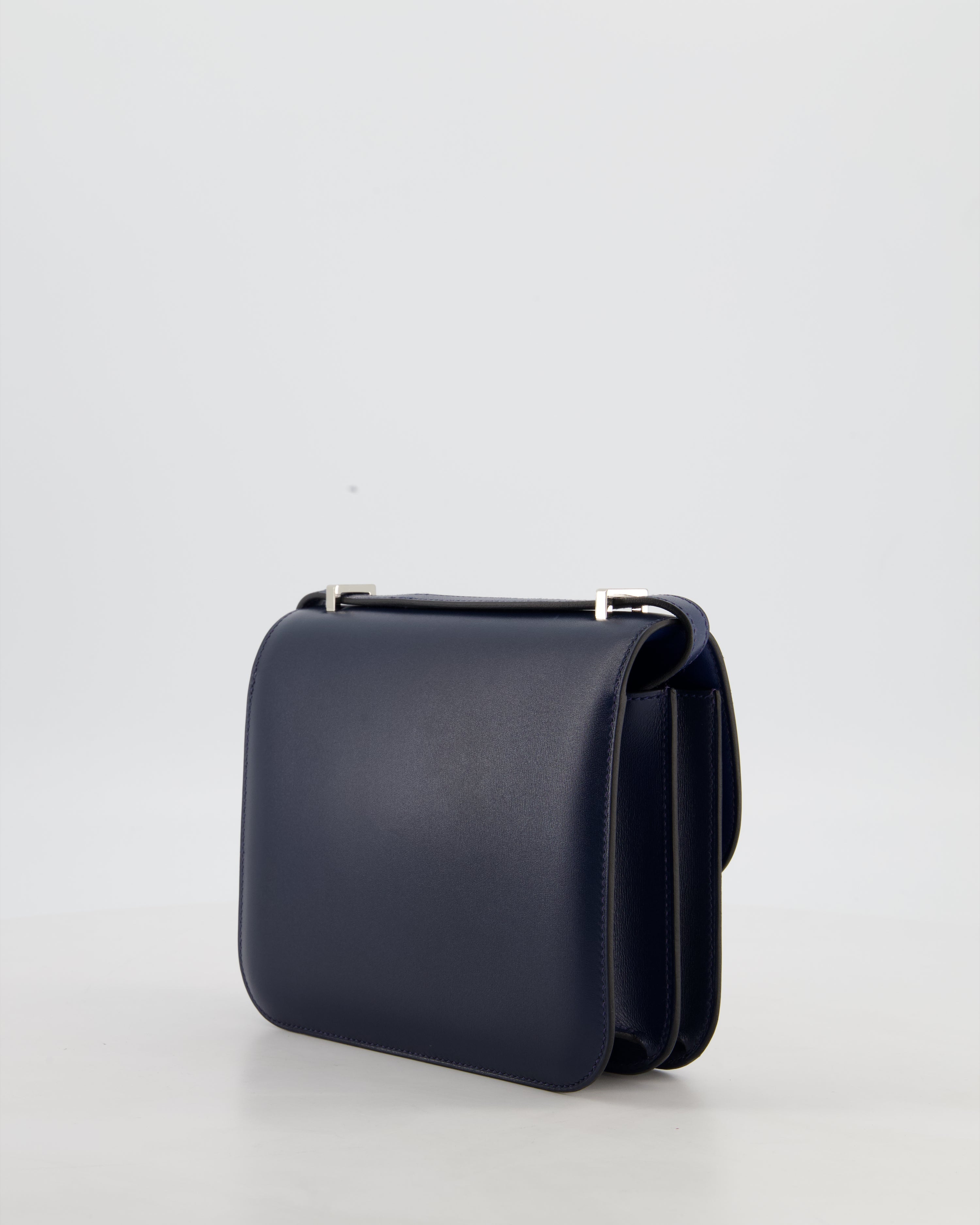 *HOT & RARE* Hermès Mini Constance III Miroir 18 Bag in Bleu Abysse Calfskin Box Leather with Palladium Hardware