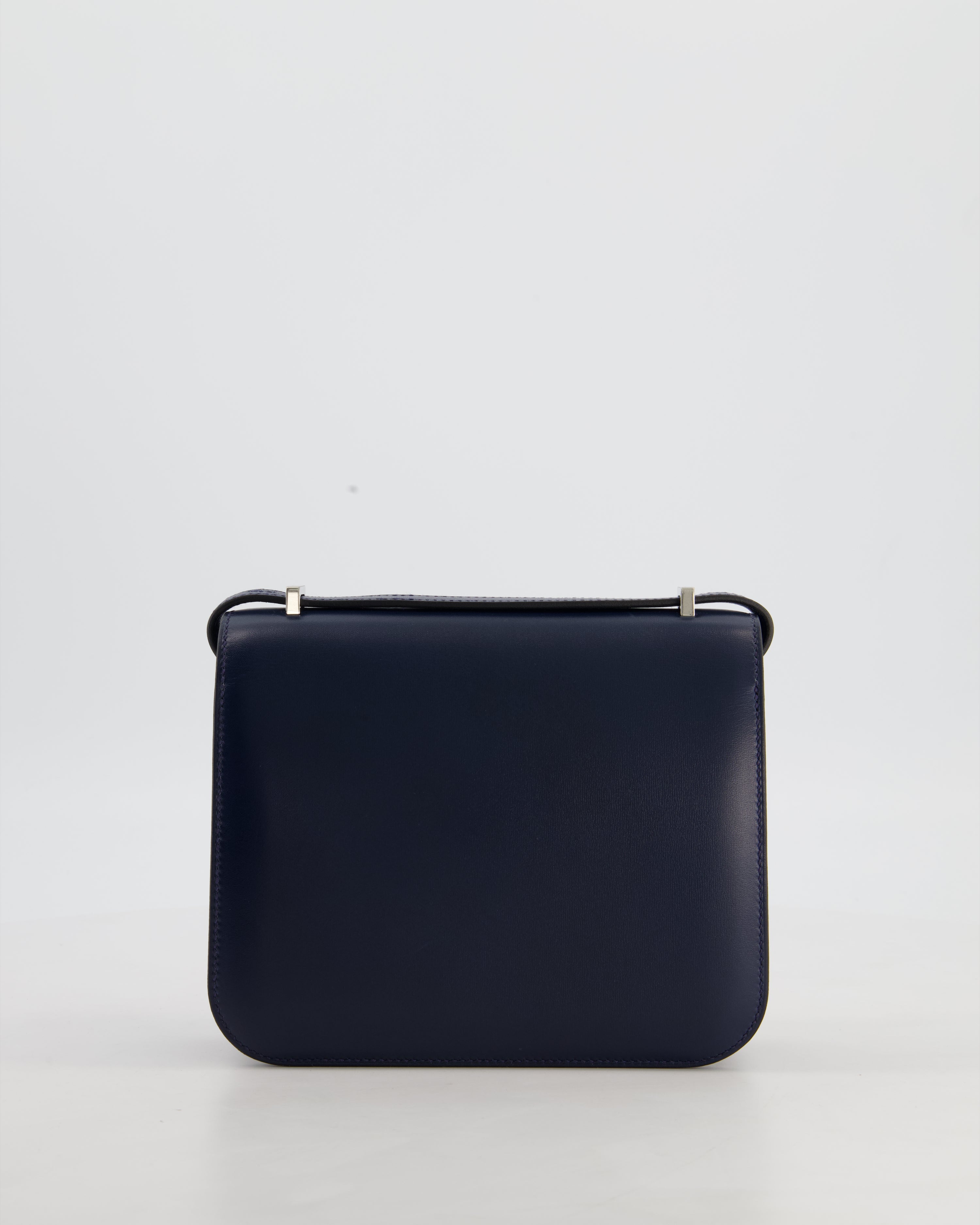 *HOT & RARE* Hermès Mini Constance III Miroir 18 Bag in Bleu Abysse Calfskin Box Leather with Palladium Hardware