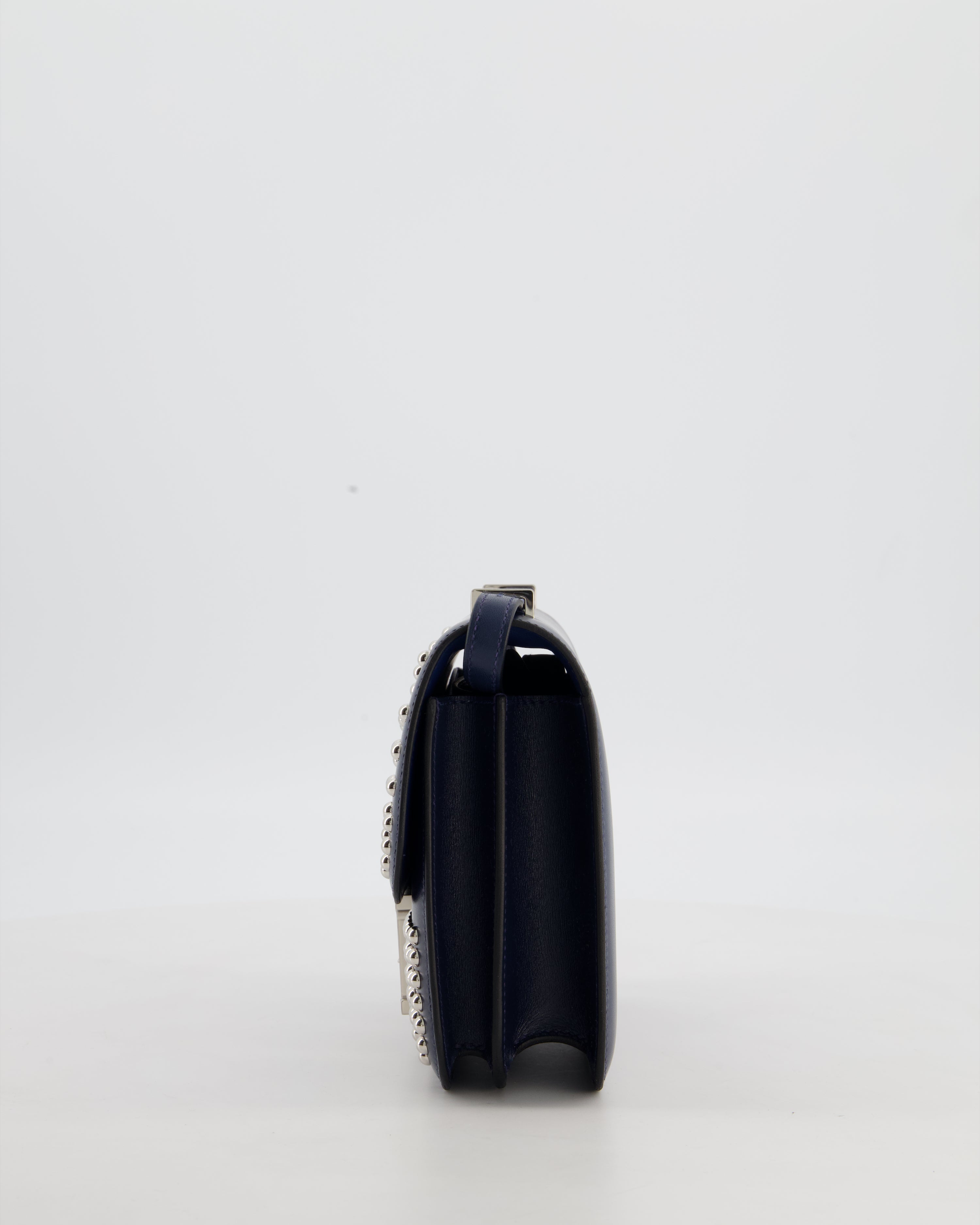 *HOT & RARE* Hermès Mini Constance III Miroir 18 Bag in Bleu Abysse Calfskin Box Leather with Palladium Hardware