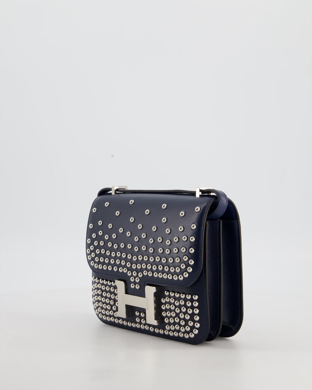 *HOT & RARE* Hermès Mini Constance III Miroir 18 Bag in Bleu Abysse Calfskin Box Leather with Palladium Hardware