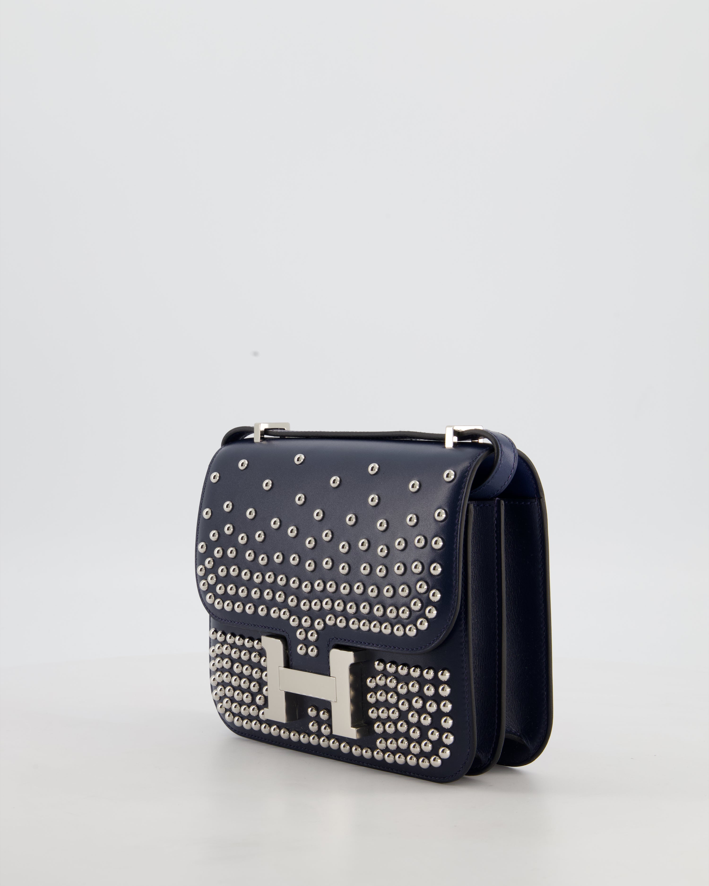 *HOT & RARE* Hermès Mini Constance III Miroir 18 Bag in Bleu Abysse Calfskin Box Leather with Palladium Hardware