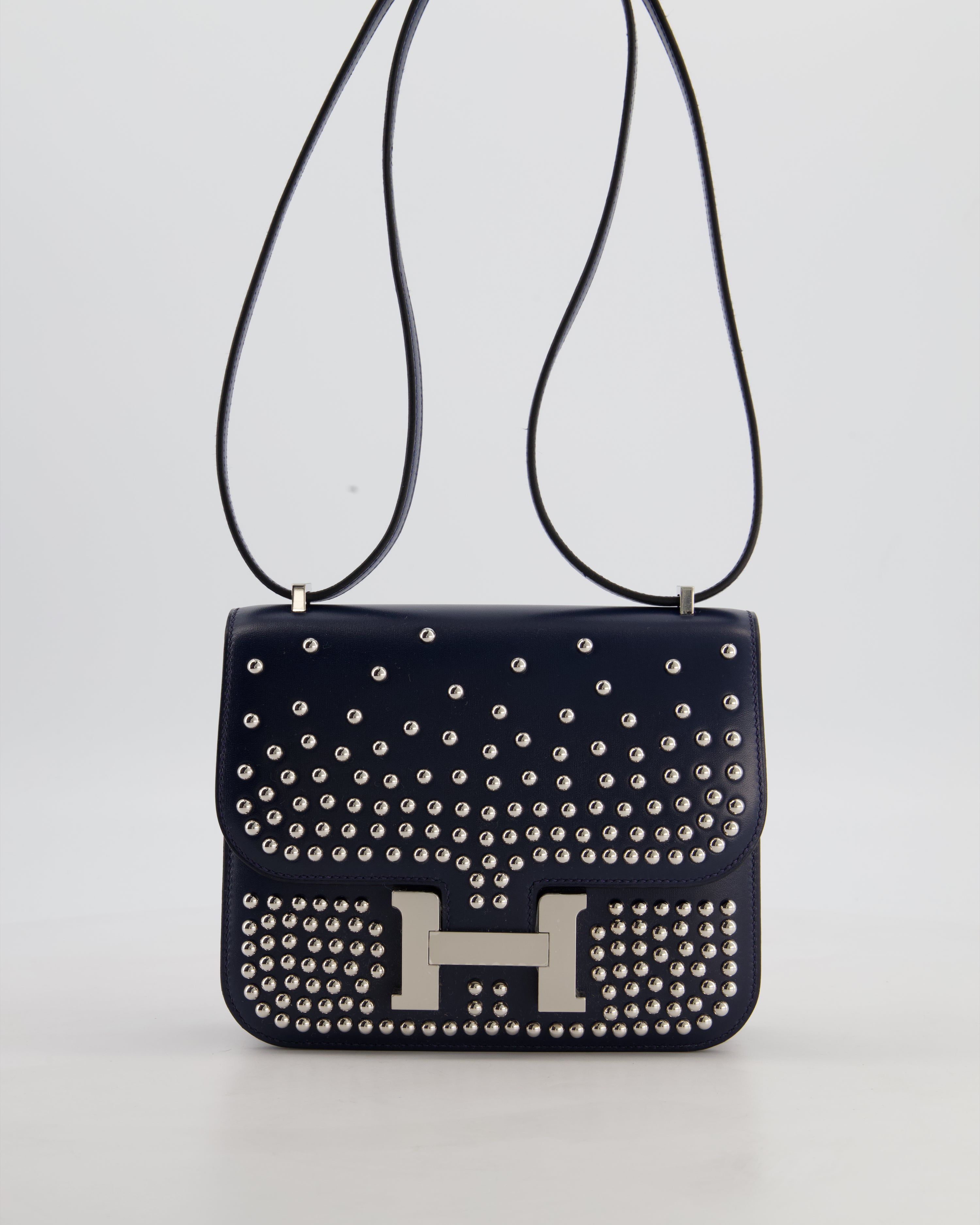 *HOT & RARE* Hermès Mini Constance III Miroir 18 Bag in Bleu Abysse Calfskin Box Leather with Palladium Hardware