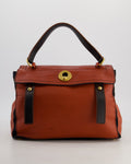 Yves Saint Laurent Vintage Red and Black Muse Two Bag in Grained Cognac Leather and Gold Hardware