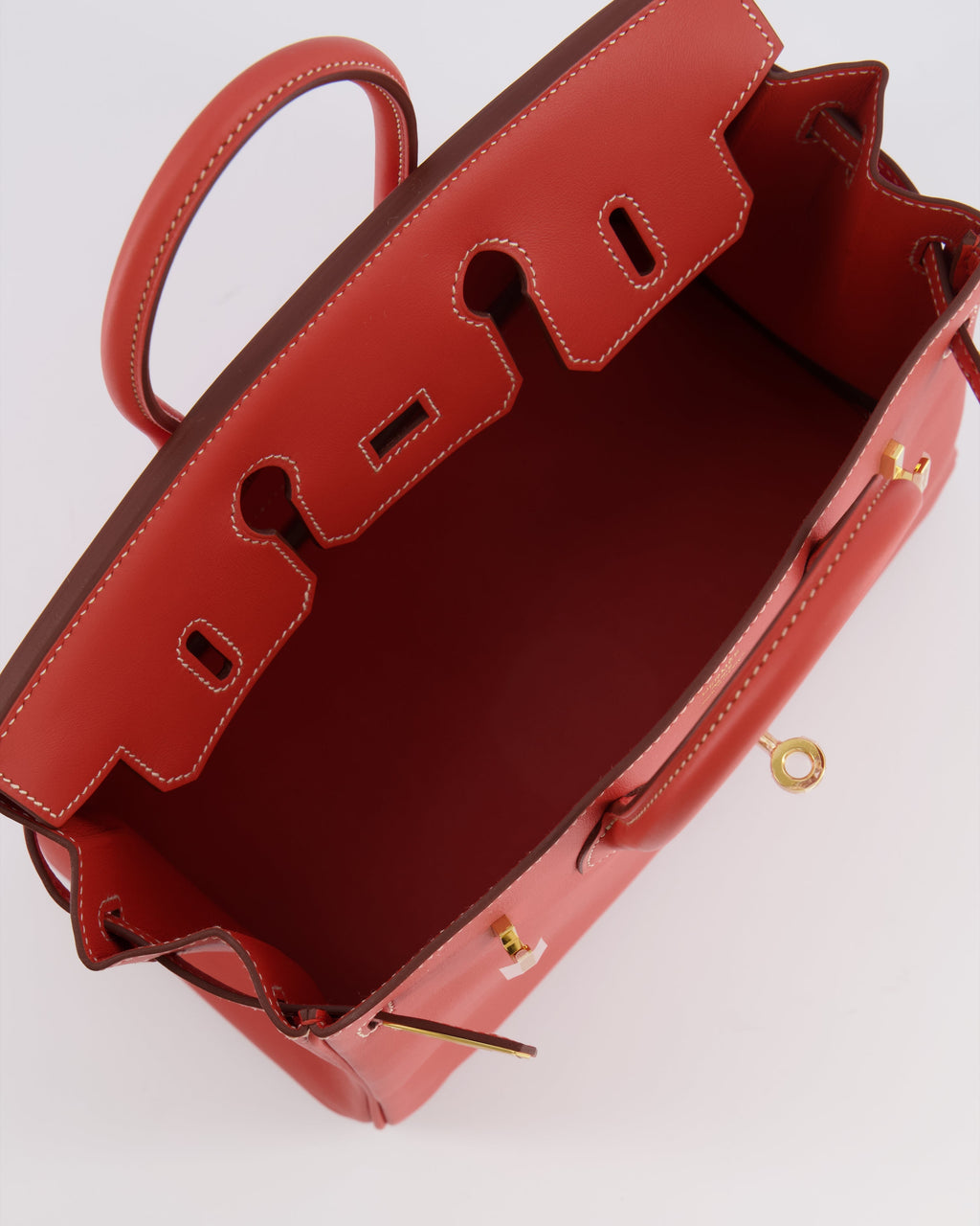 Hermès Birkin 25 Retourne Bag in Sanguine Swift Leather with Gold Hardware