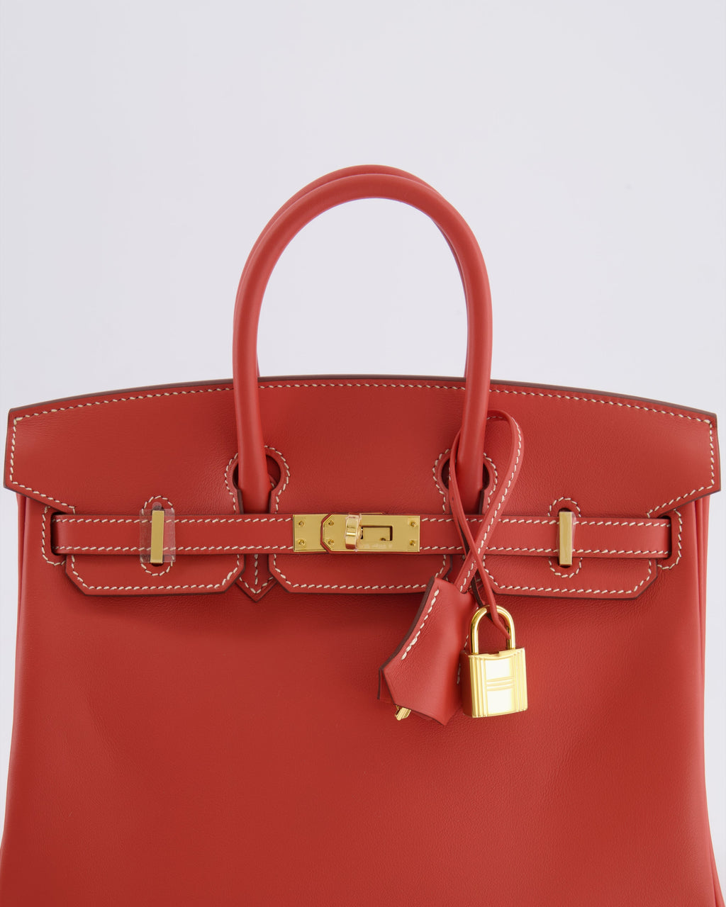 Hermès Birkin 25 Retourne Bag in Sanguine Swift Leather with Gold Hardware