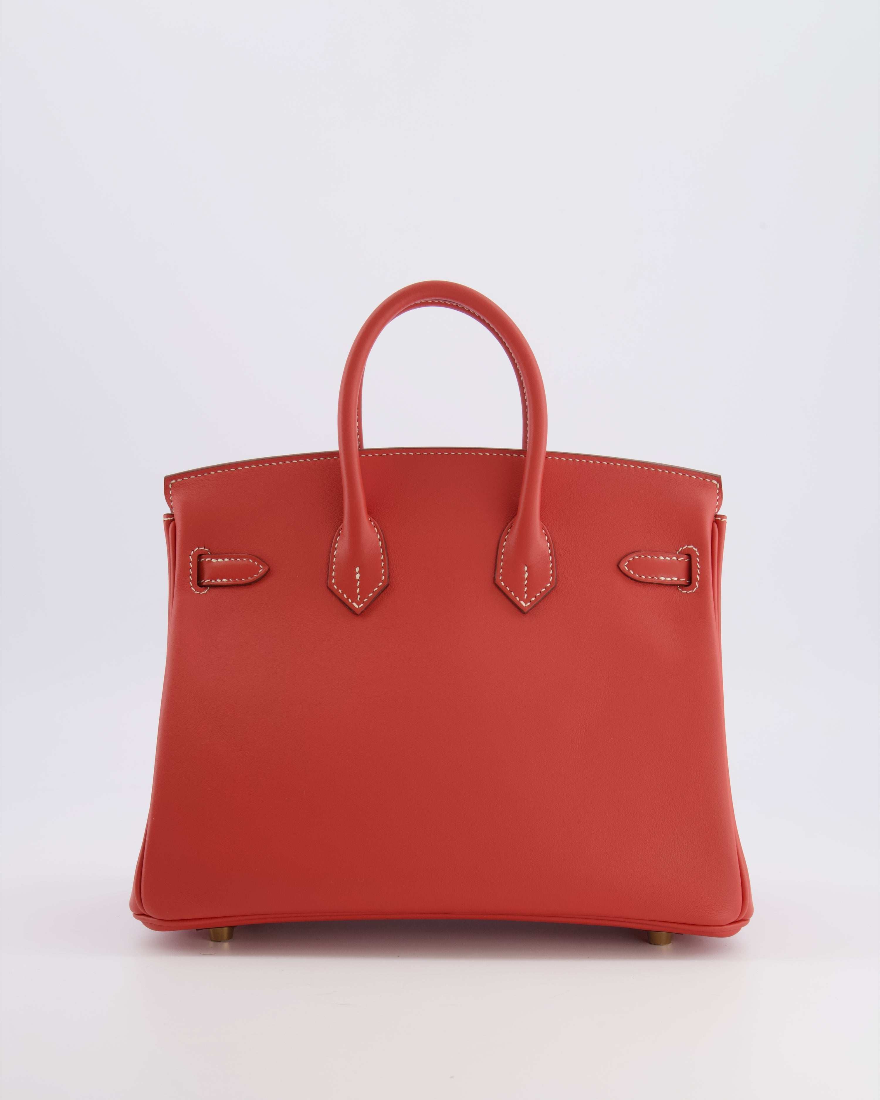 Hermès Birkin 25 Retourne Bag in Sanguine Swift Leather with Gold Hardware