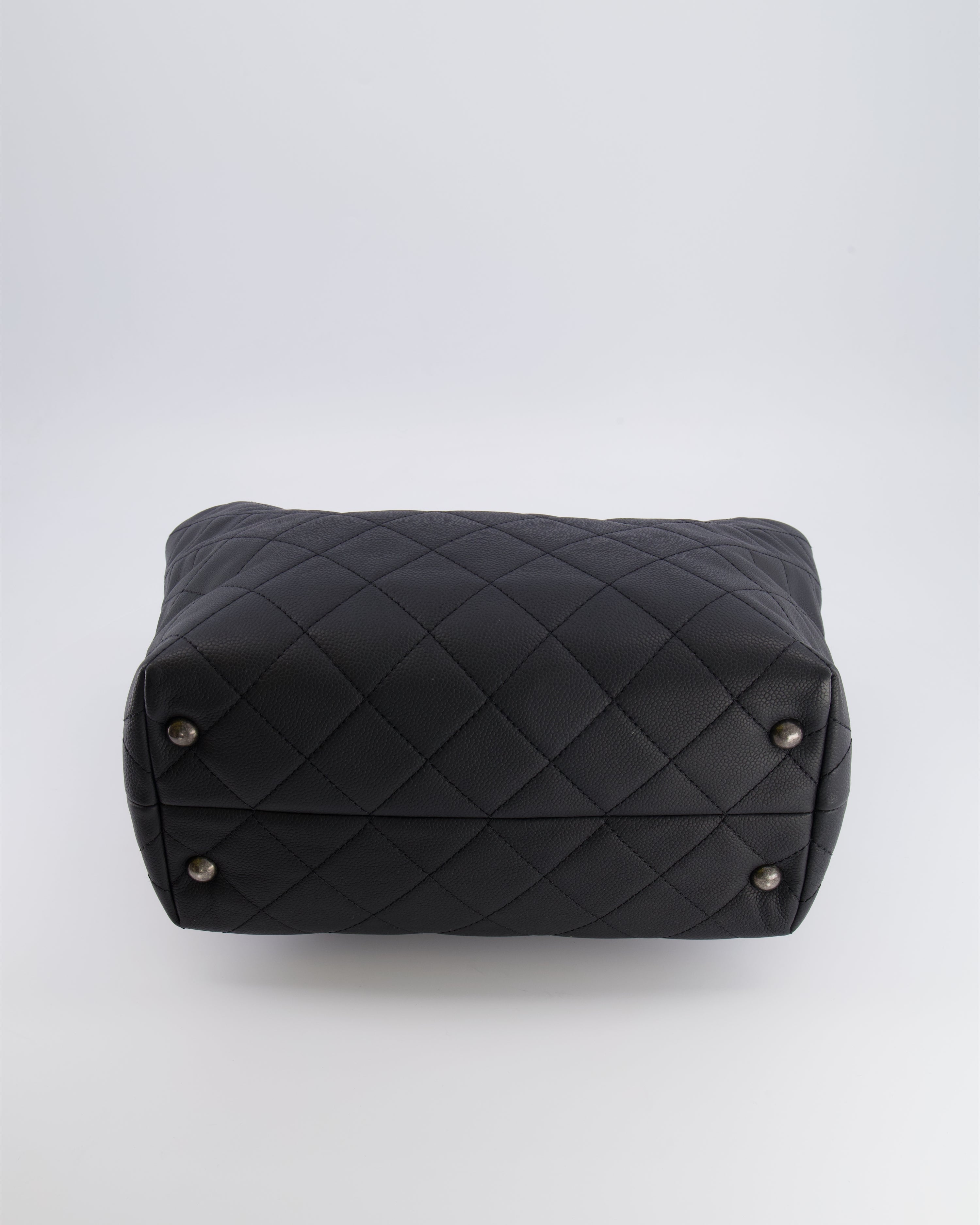 Chanel Black Caviar Leather Shopping Tote Bag with Ruthenium Hardware