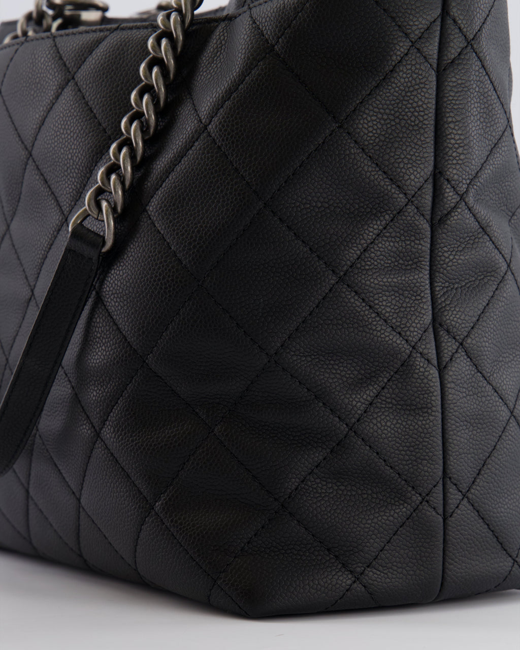 Chanel Black Caviar Leather Shopping Tote Bag with Ruthenium Hardware