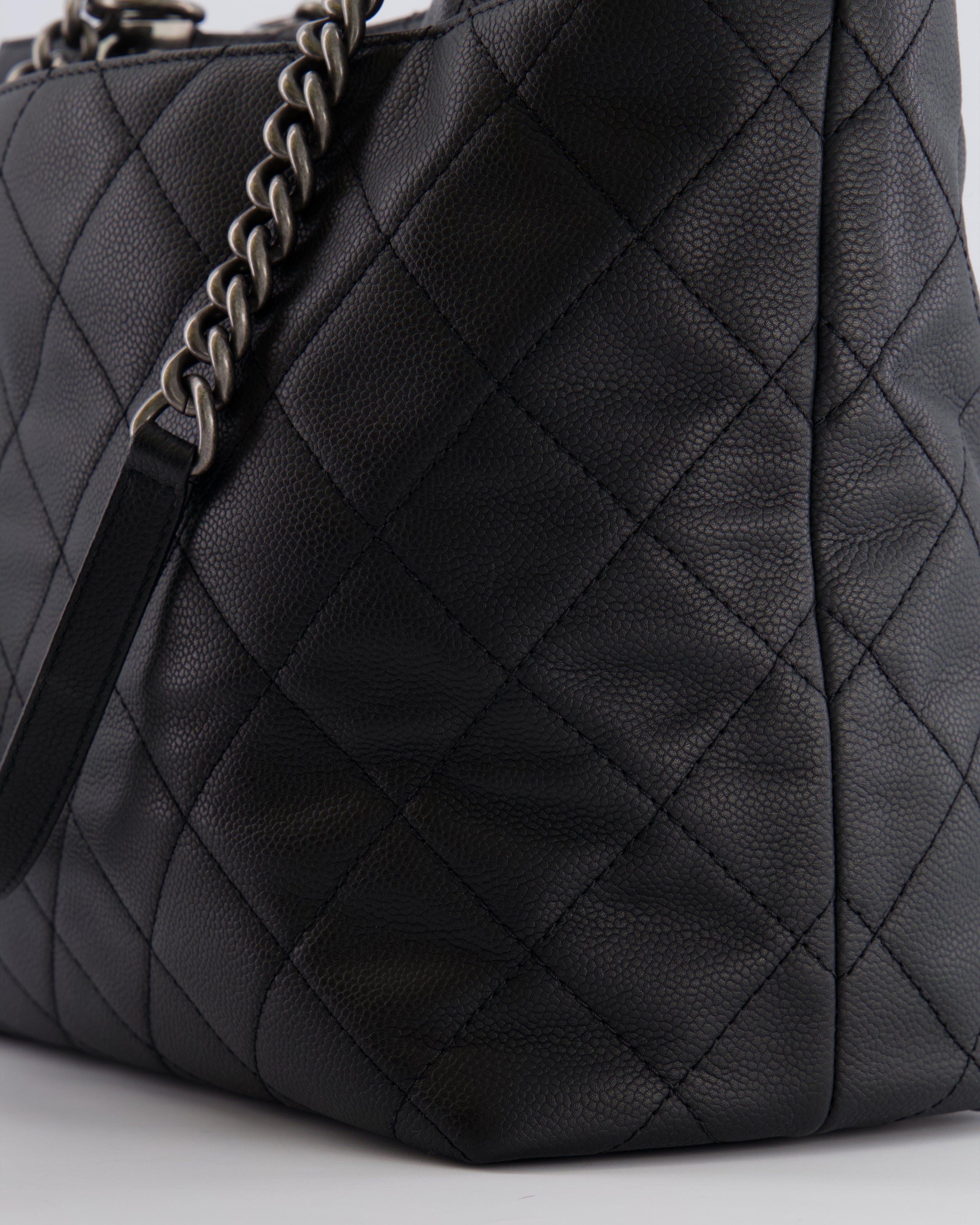 Chanel Black Caviar Leather Shopping Tote Bag with Ruthenium Hardware