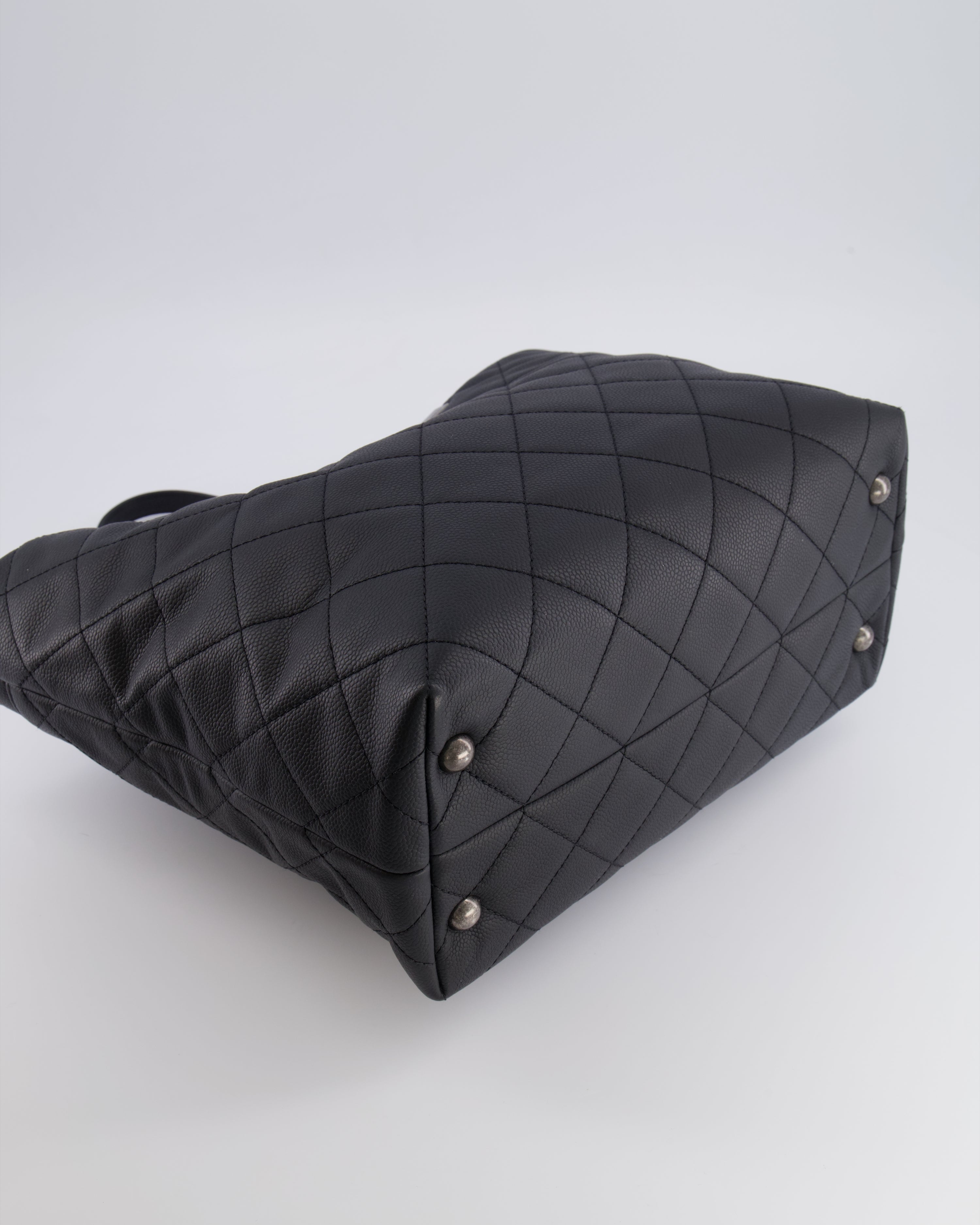 Chanel Black Caviar Leather Shopping Tote Bag with Ruthenium Hardware